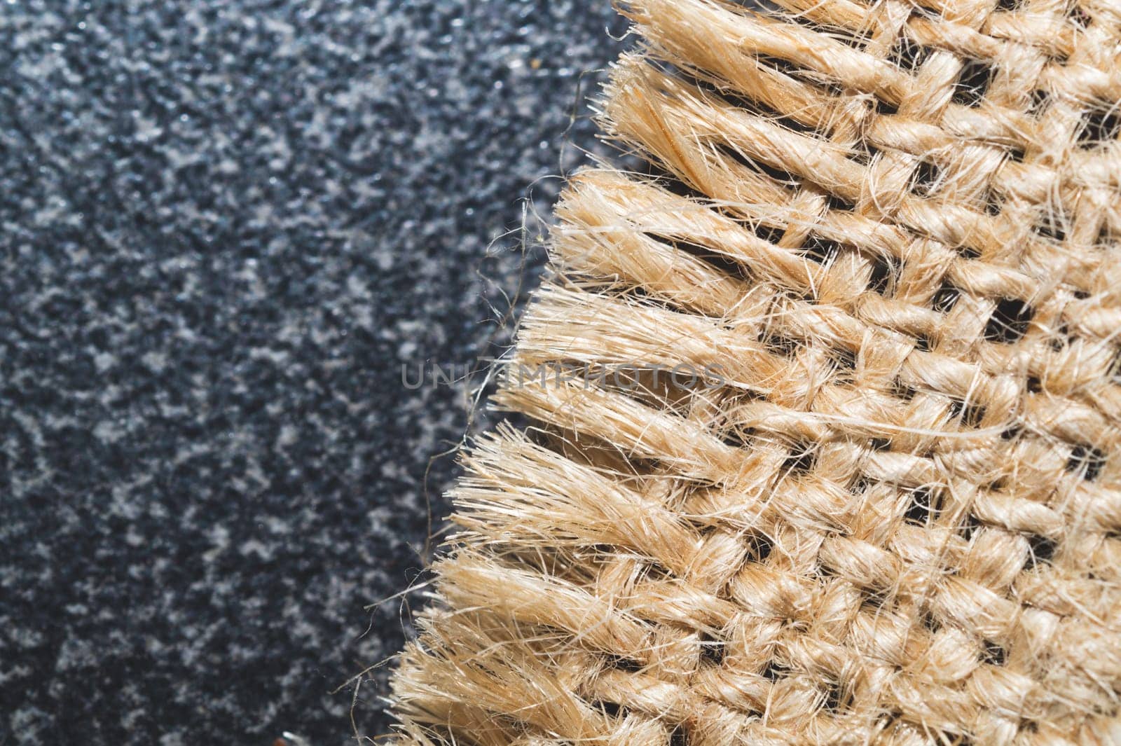 Linen cloth. flax material. sackcloth close up. copy space
