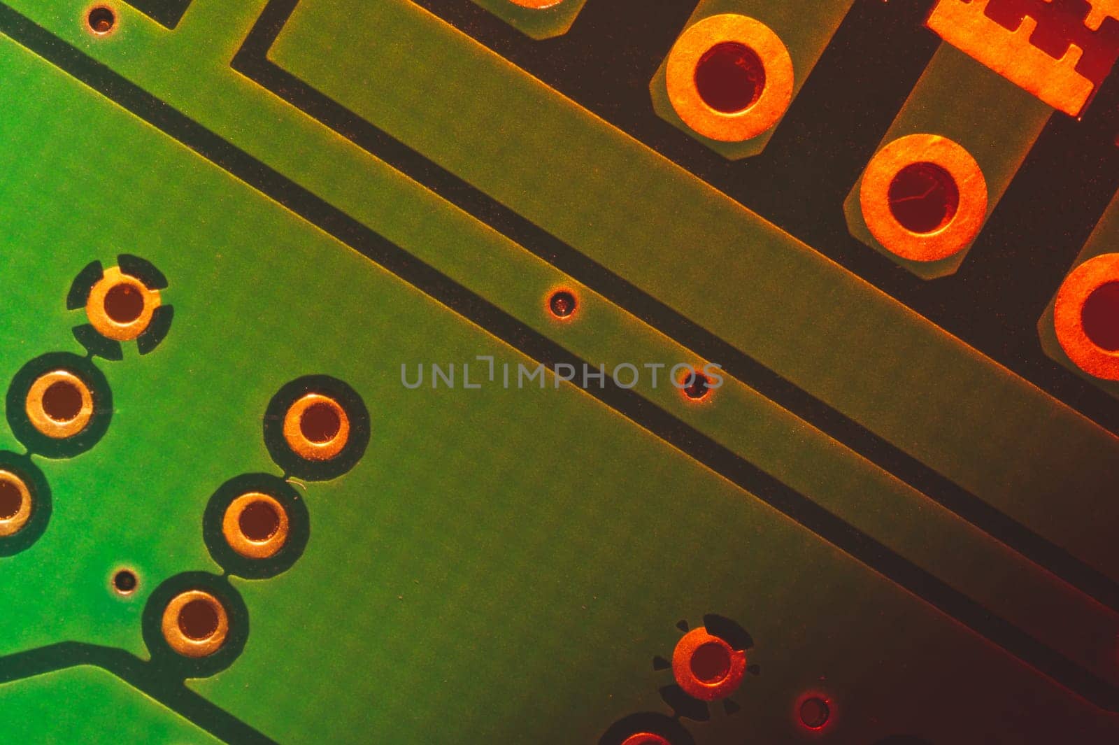 Electronic circuit board abstract background. computer motherboard close up. modern technologies. micro elements of computer with connections and traces. Intelligent technology