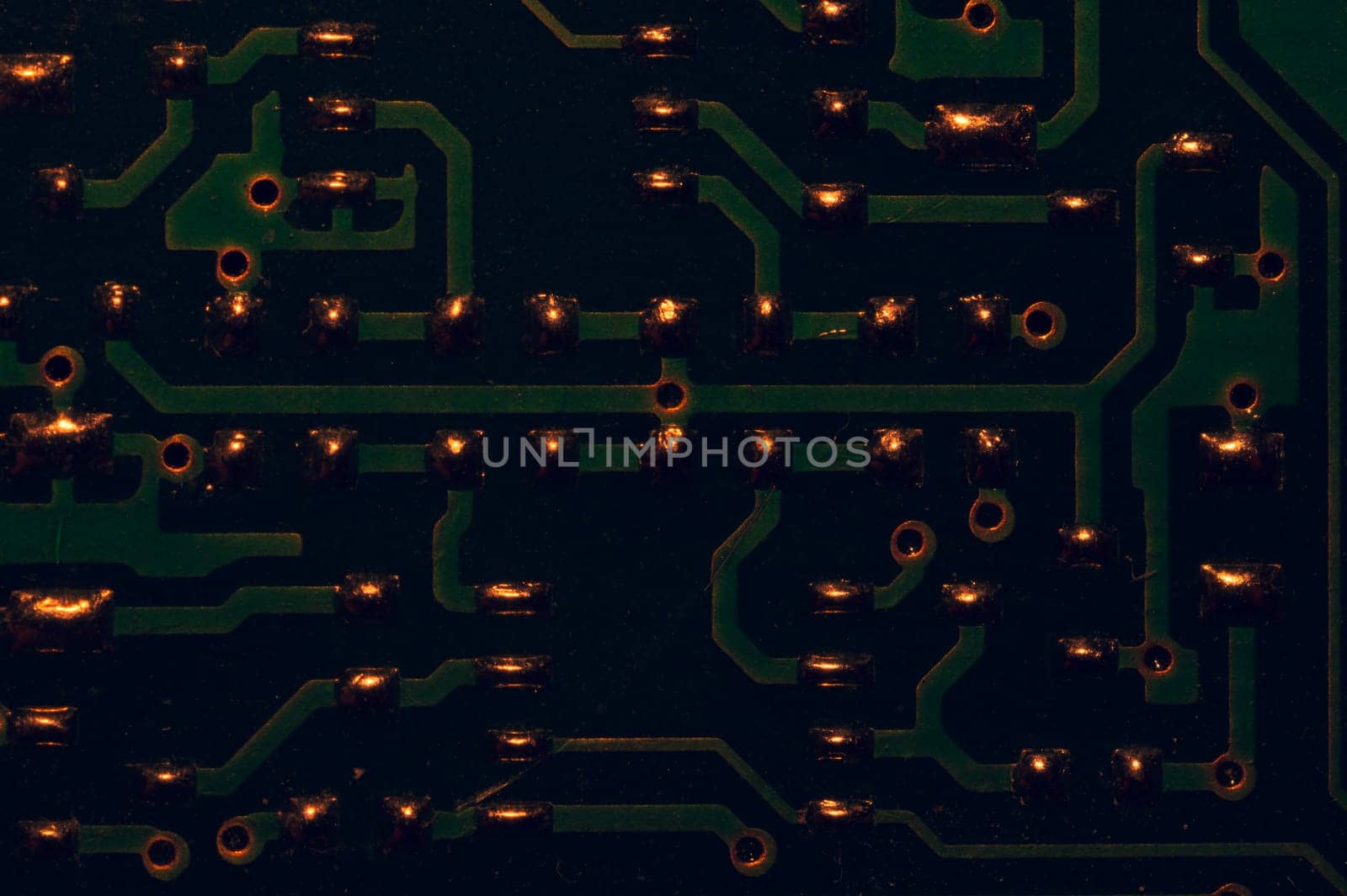 Electronic circuit board abstract background. computer motherboard close up. modern technologies. micro elements of computer with connections and traces. Intelligent technology