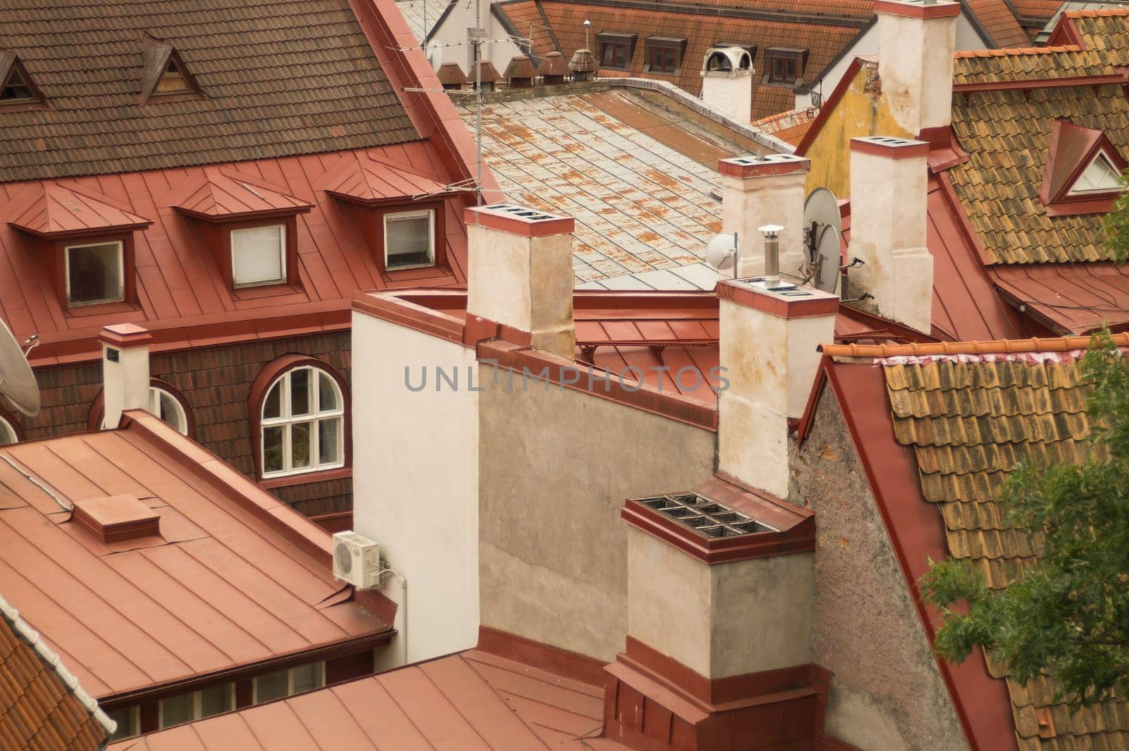 Cityscape in Tallinn Estonia. red roof tiles. landscape from high view