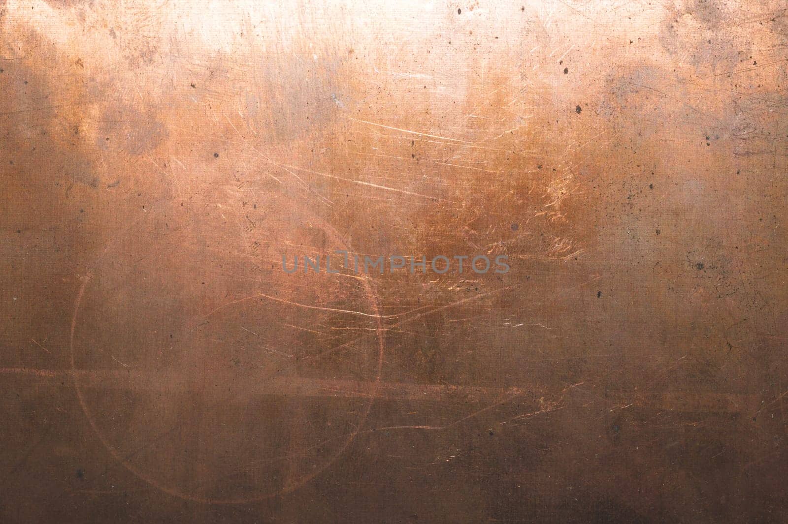 Copper surface. bronze background. metal plate with spots and scratches. brown grunge texture