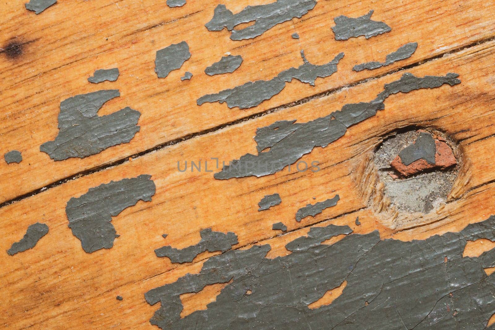 Wood background with nail. grunge wooden texture close up. old rough surface with shabby paint and scratches