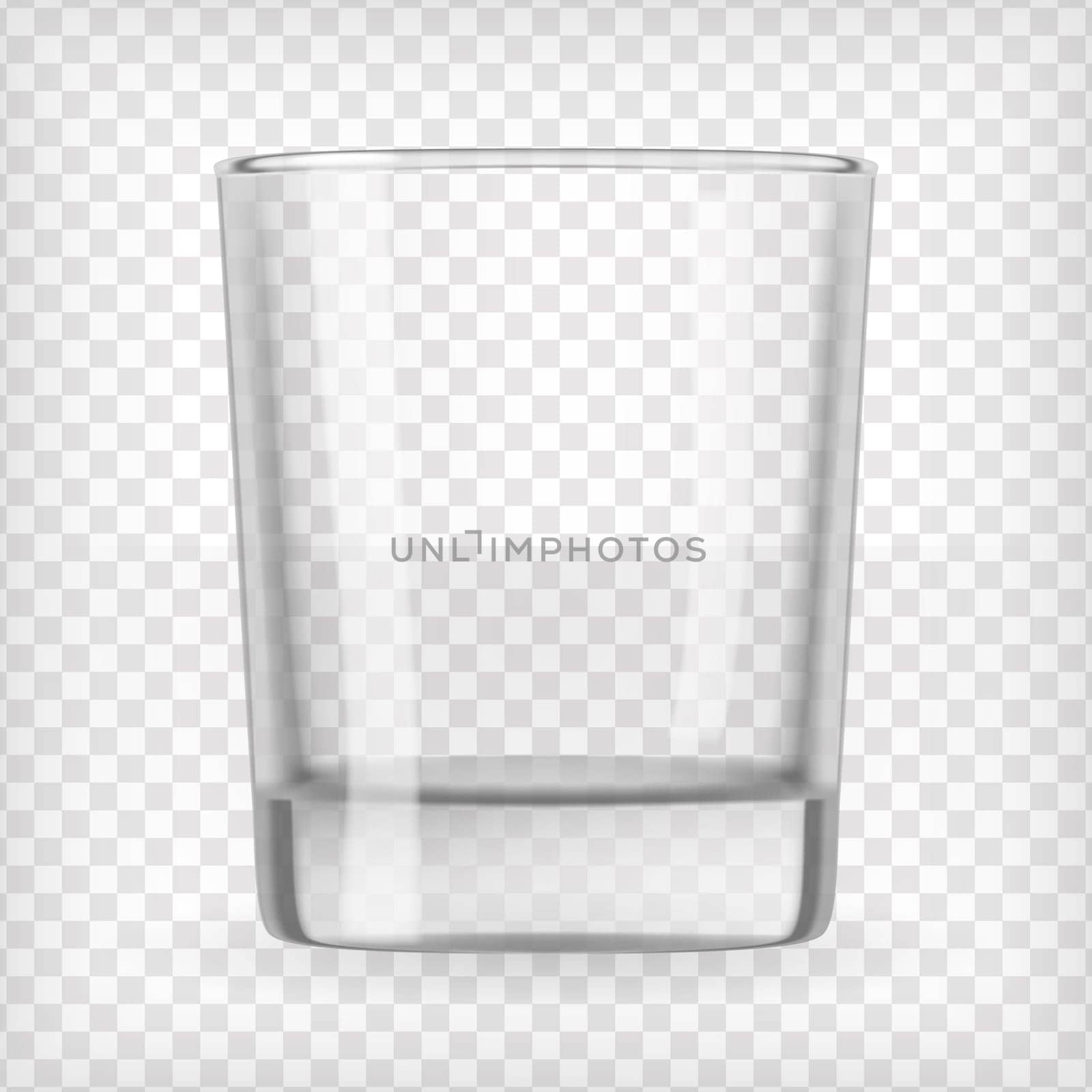 Empty small glass. Realistic transparent vector illustration.