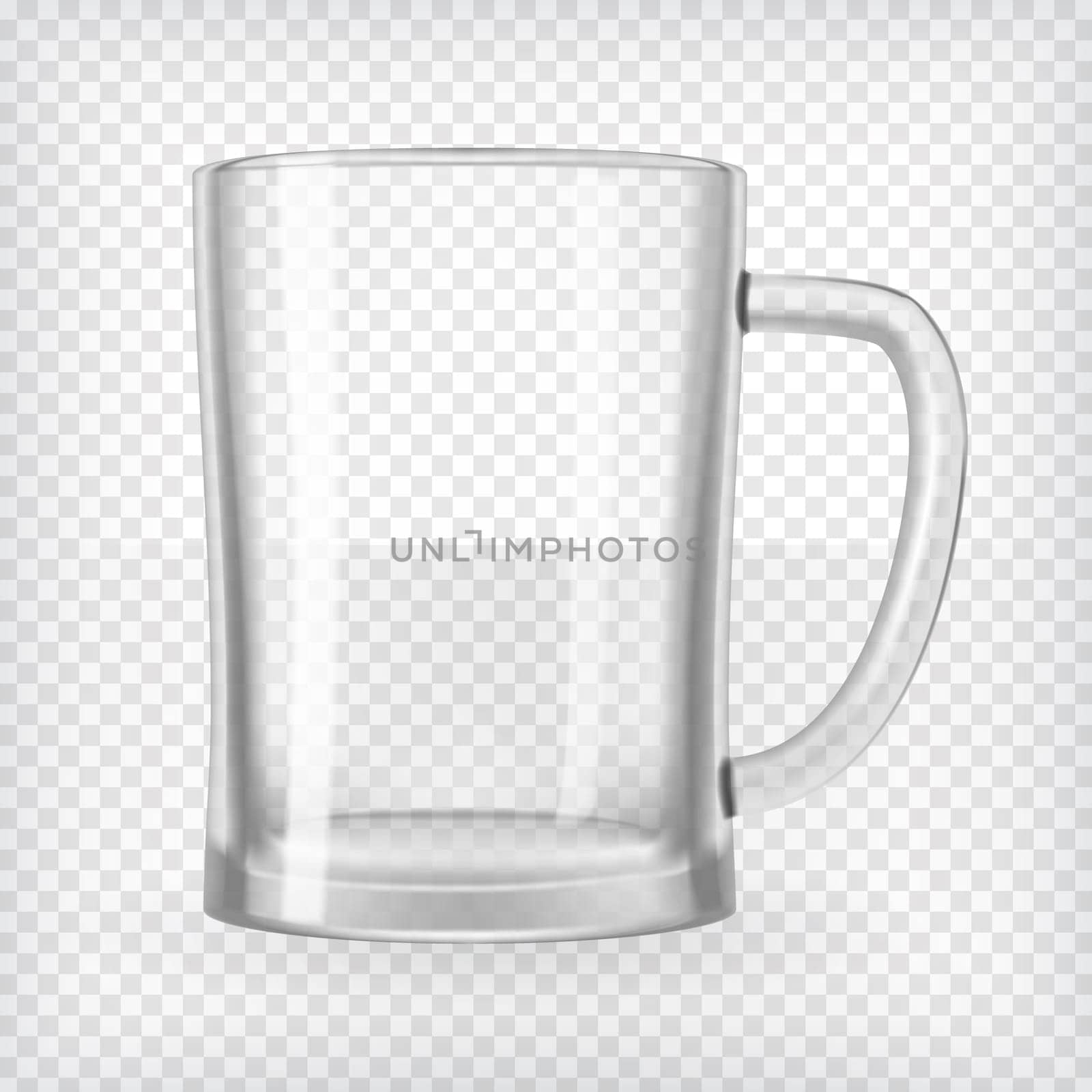 Empty beer mug. Realistic transparent vector illustration.