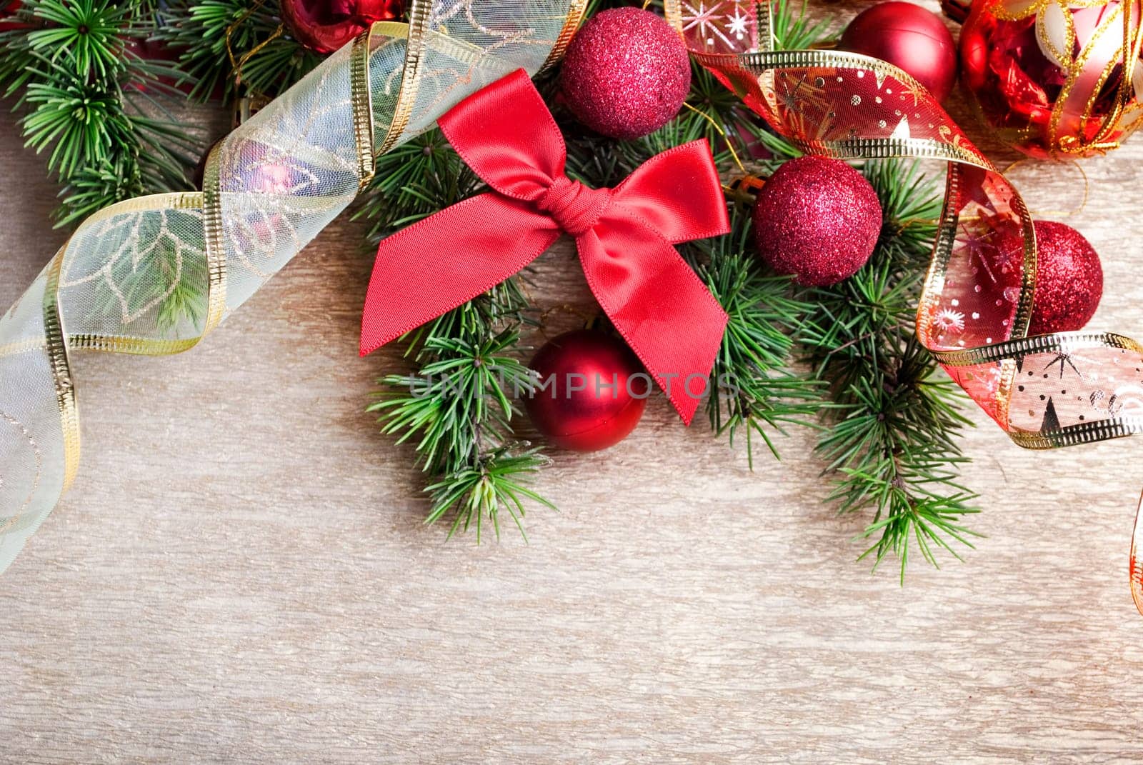 Christmas decoration on golden background