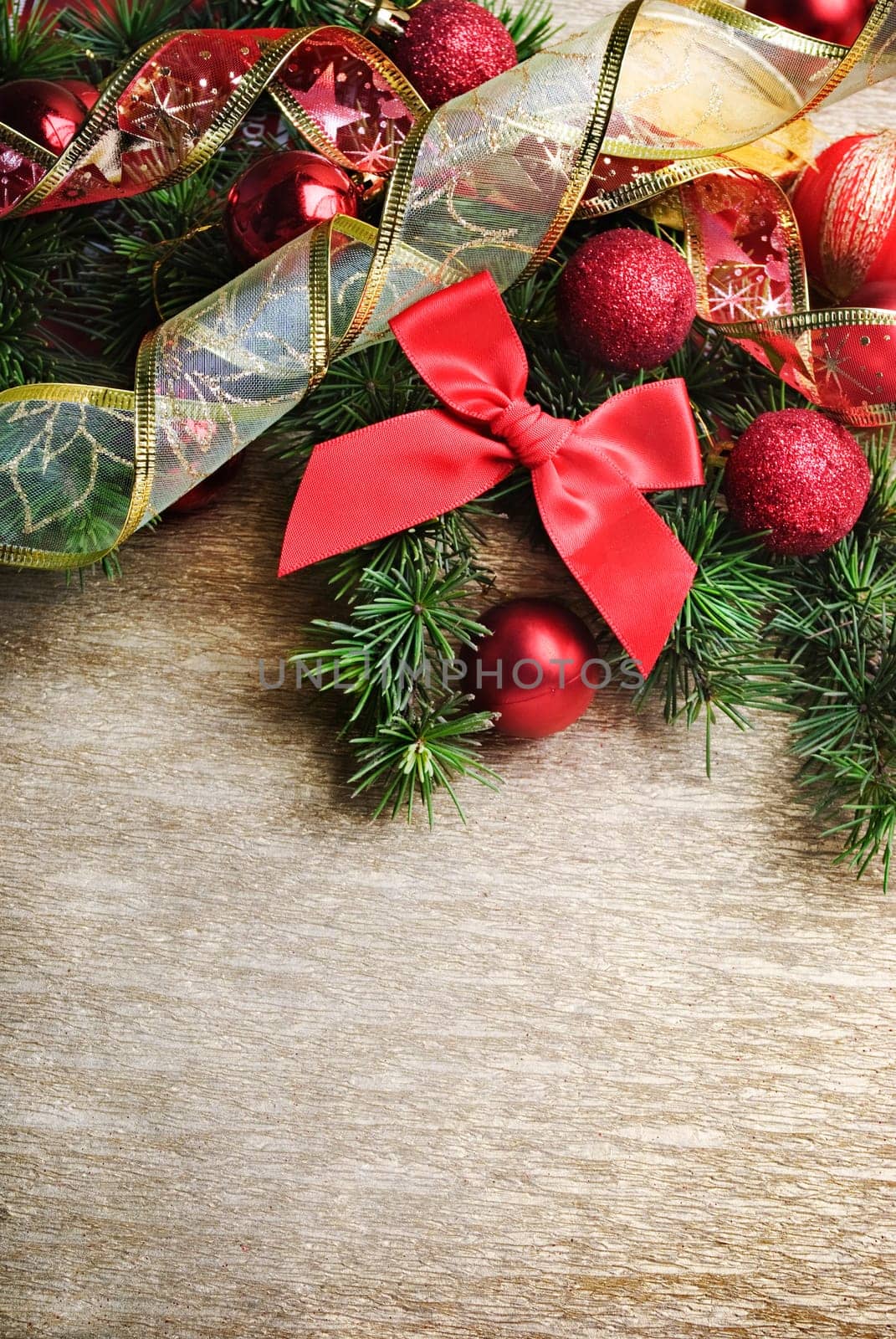 Christmas decoration on golden background