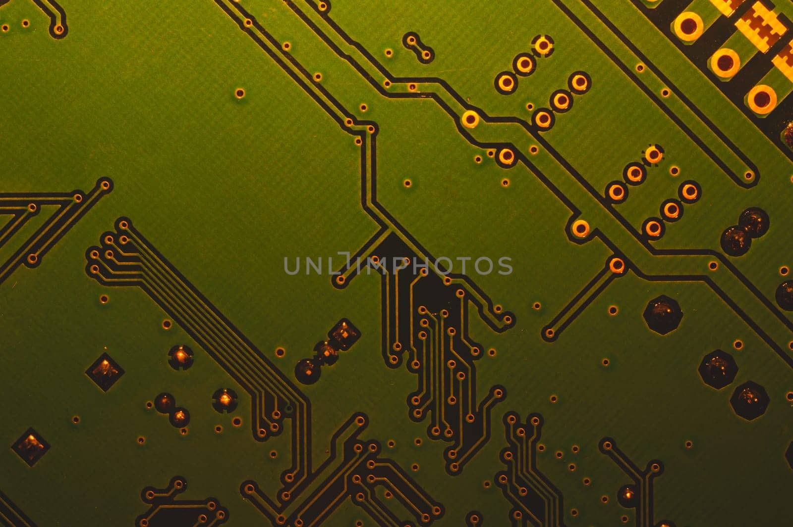 Electronic circuit board abstract background. computer motherboard close up. modern technologies. micro elements of computer with connections and traces. Intelligent technology