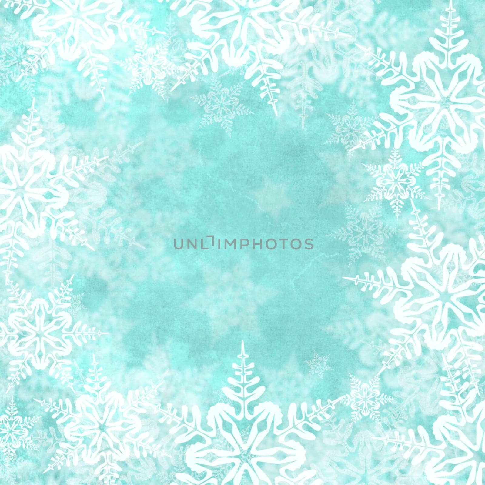 Christmas blue background with snowflakes