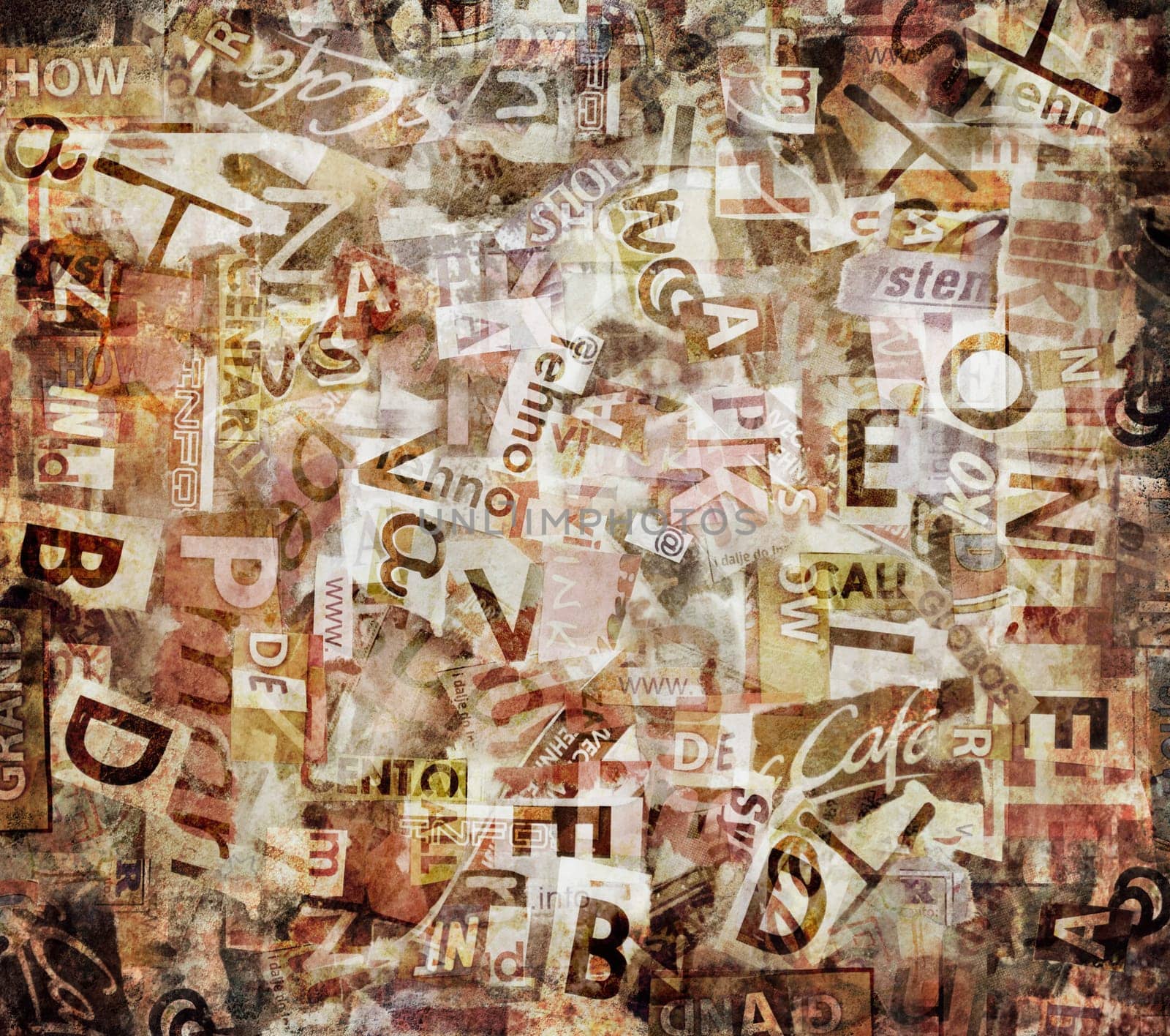 Grunge textured background with old torn newspapers