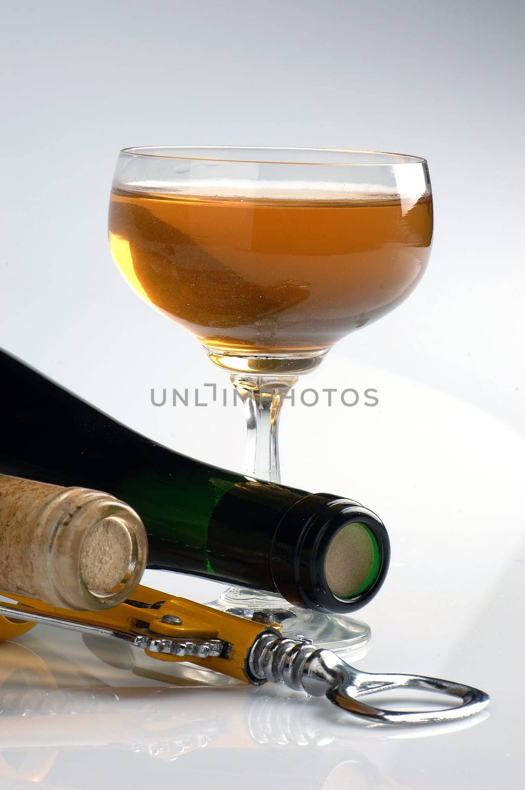 bottles with wine on a white background