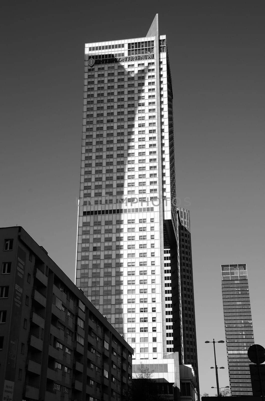 black and white photos of the center of Warsaw