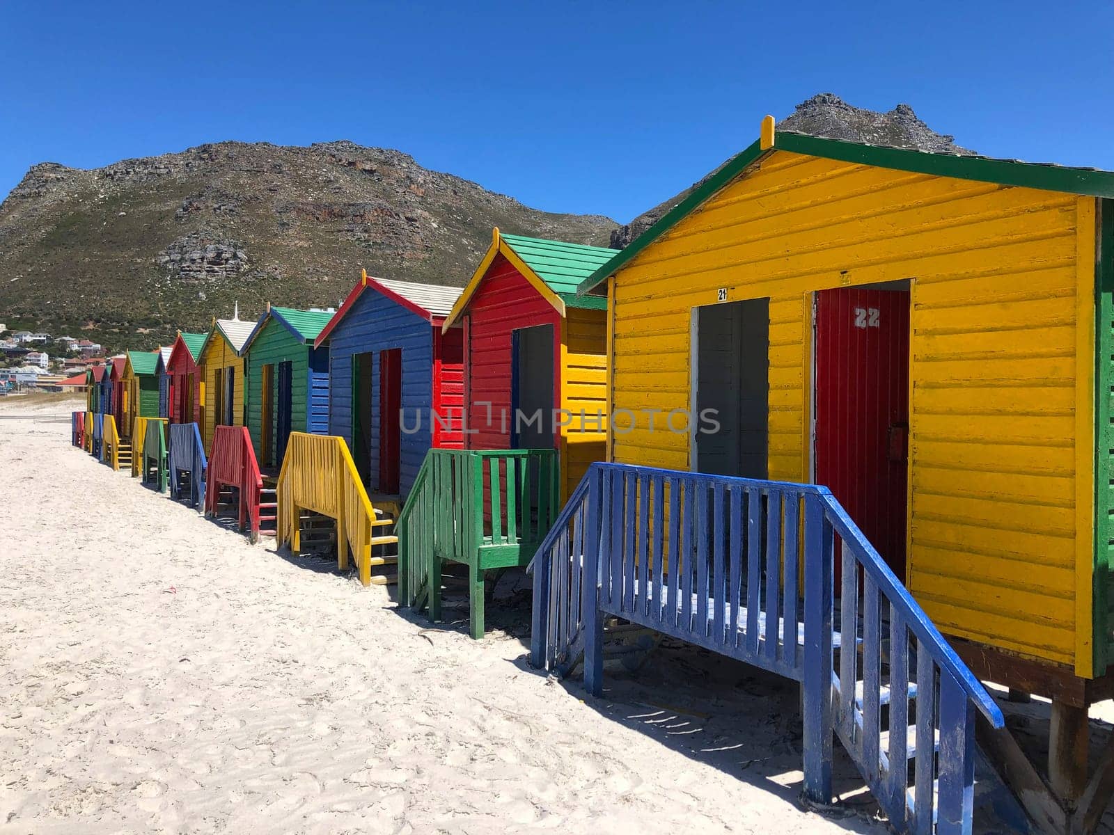 Colourful beach huts at Muizenberg beach