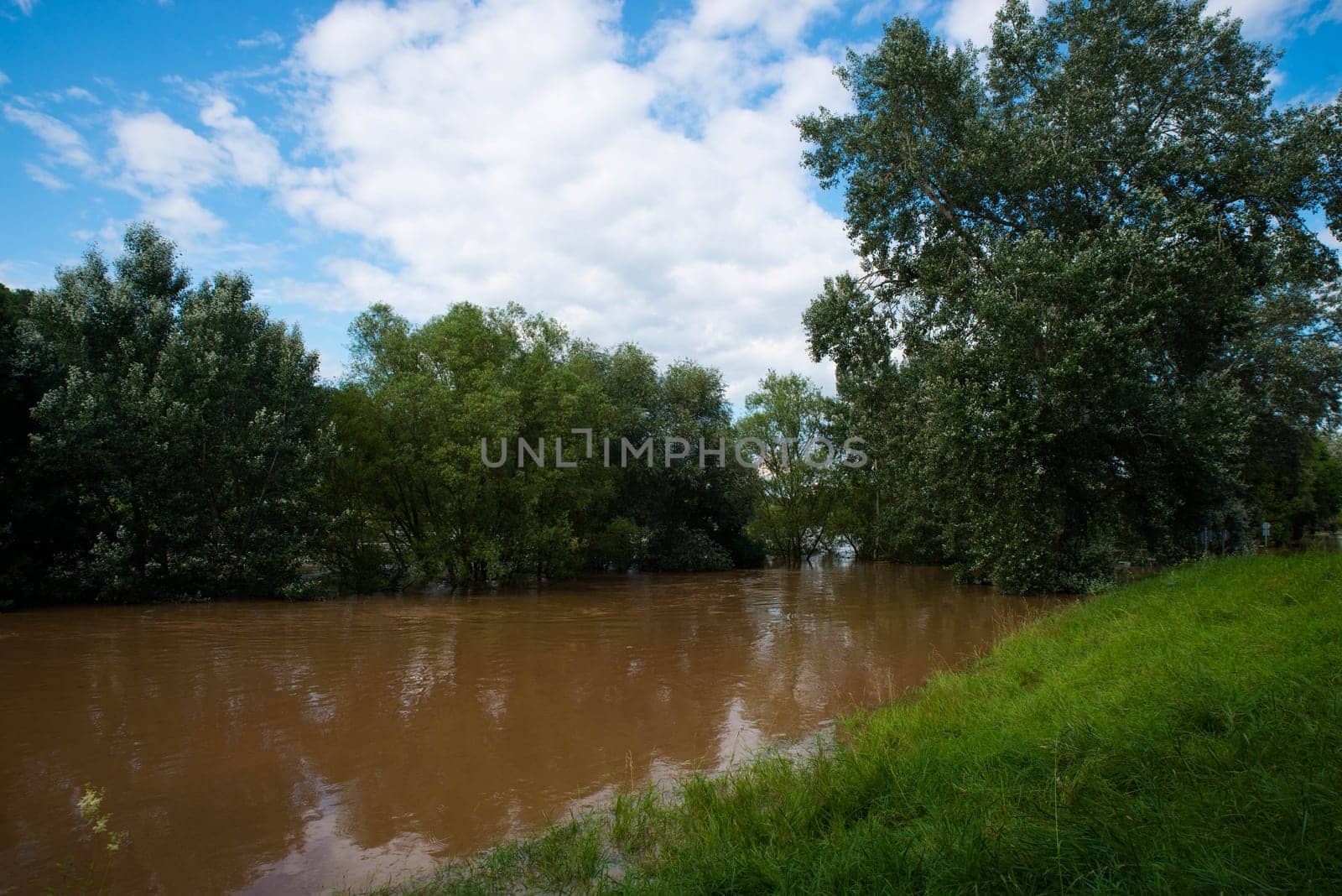 The river Moselle flooded parts of the city Trier, climate change, Germany, summer 2021