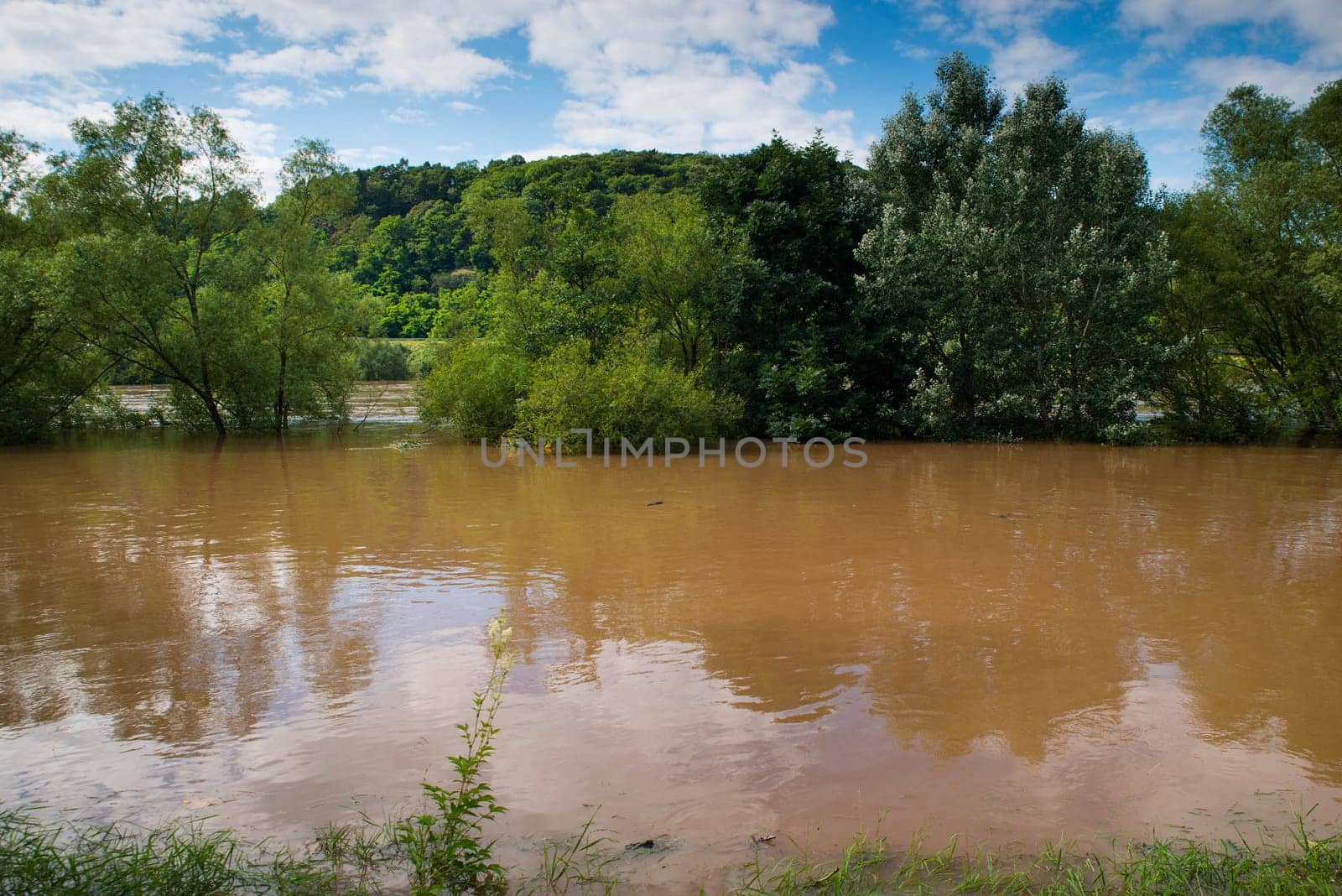 The river Moselle flooded parts of the city Trier, climate change, Germany, summer 2021