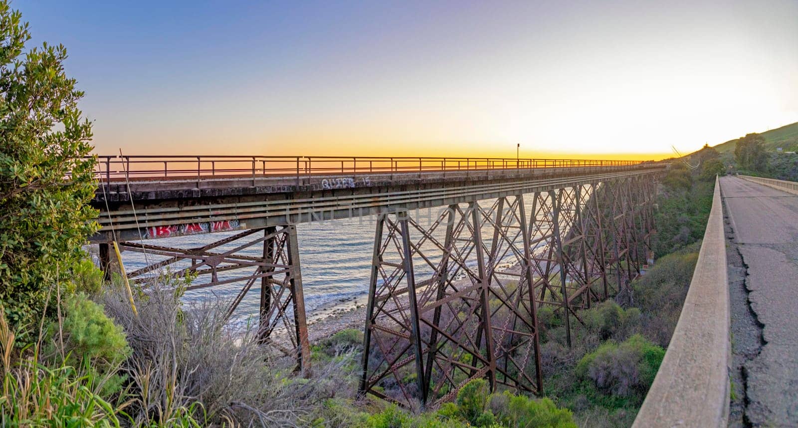 old railway bridge near Goleta on Highway no 1 in California, USA
