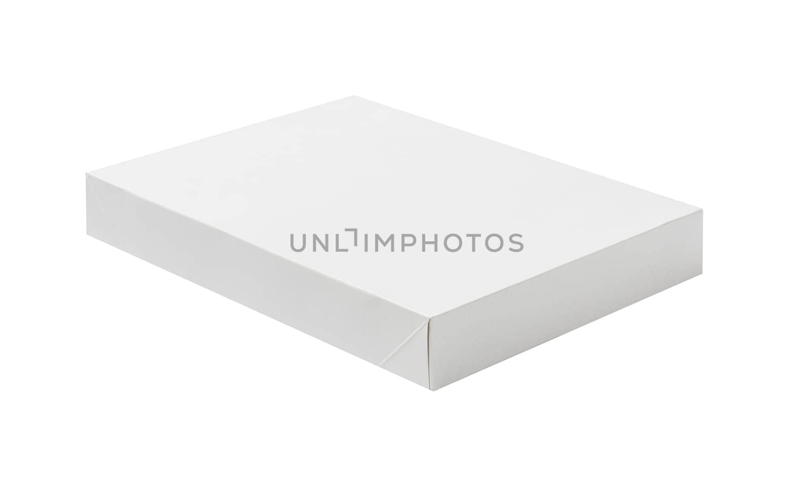 White cardboard paper box for products design mock-up isolated on white background