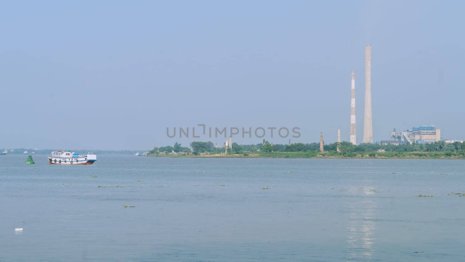 Ganges River side Industry Landscape. Riverside industrial park. Urban landscape. Kolkata India South Asia Pacific