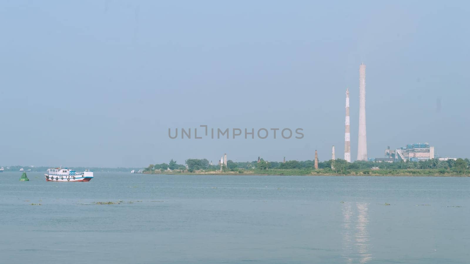 Ganges River side Industry Landscape. Riverside industrial park. Urban landscape. Kolkata India South Asia Pacific