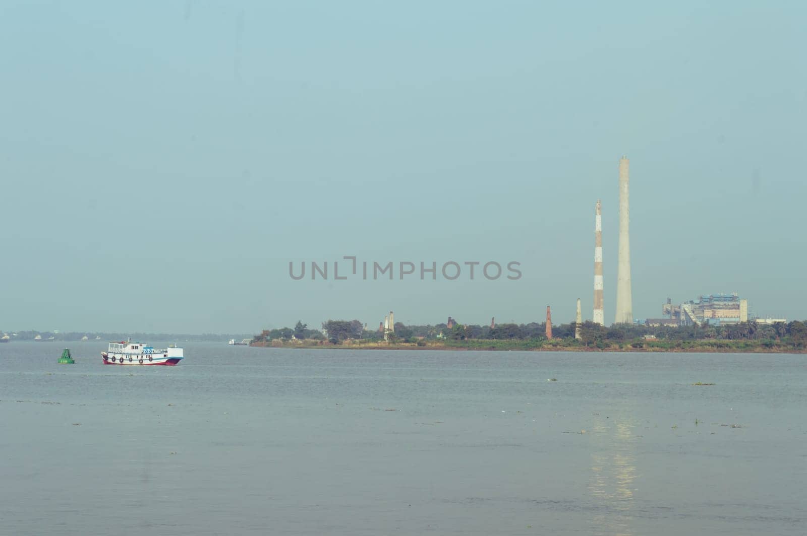 Ganges River side Industry Landscape. Riverside industrial park. Urban landscape. Kolkata India South Asia Pacific