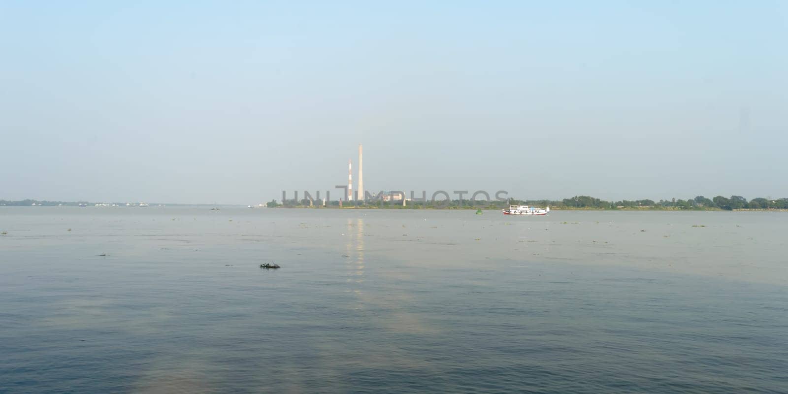Ganges River side Industry Landscape. Riverside industrial park. Urban landscape. Kolkata India South Asia Pacific