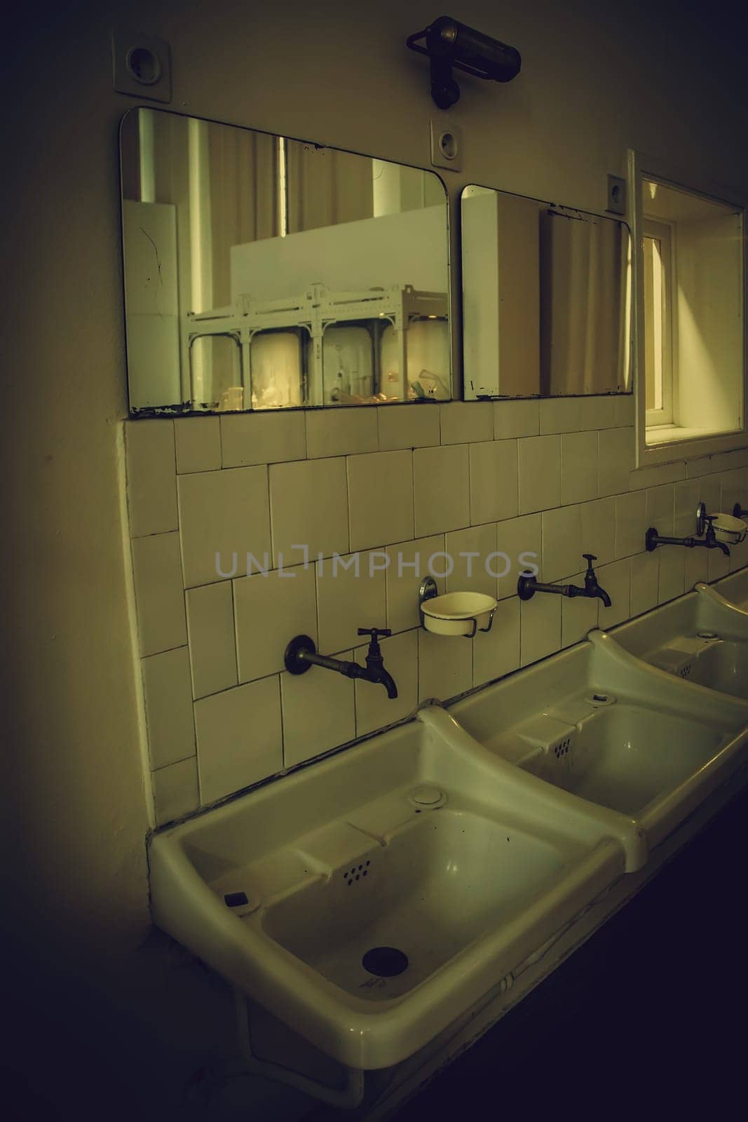 Old ceramic basin, cleaning and toilet detail
