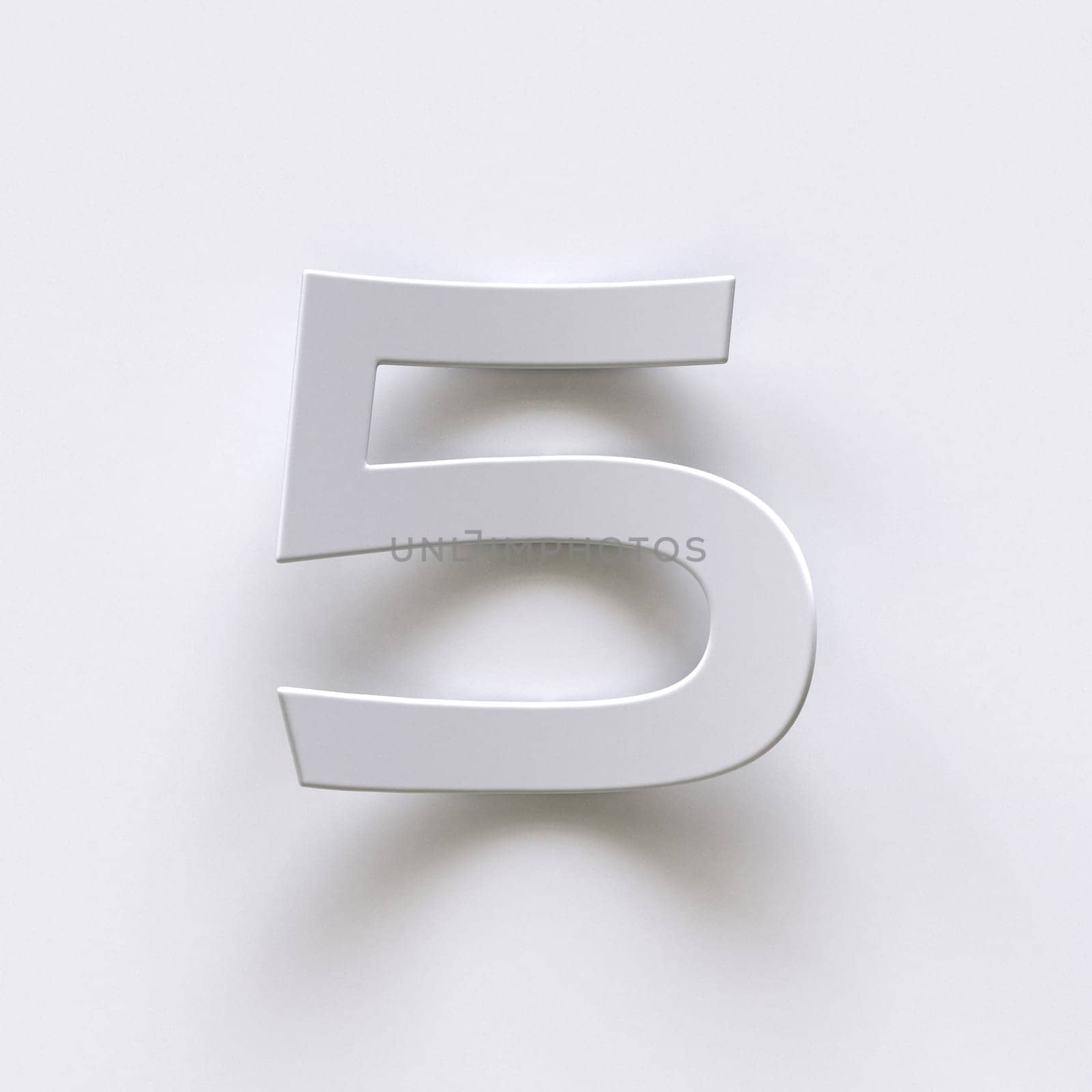 Bent paper font with long shadows  Number 5 FIVE 3D render illustration isolated on gray background