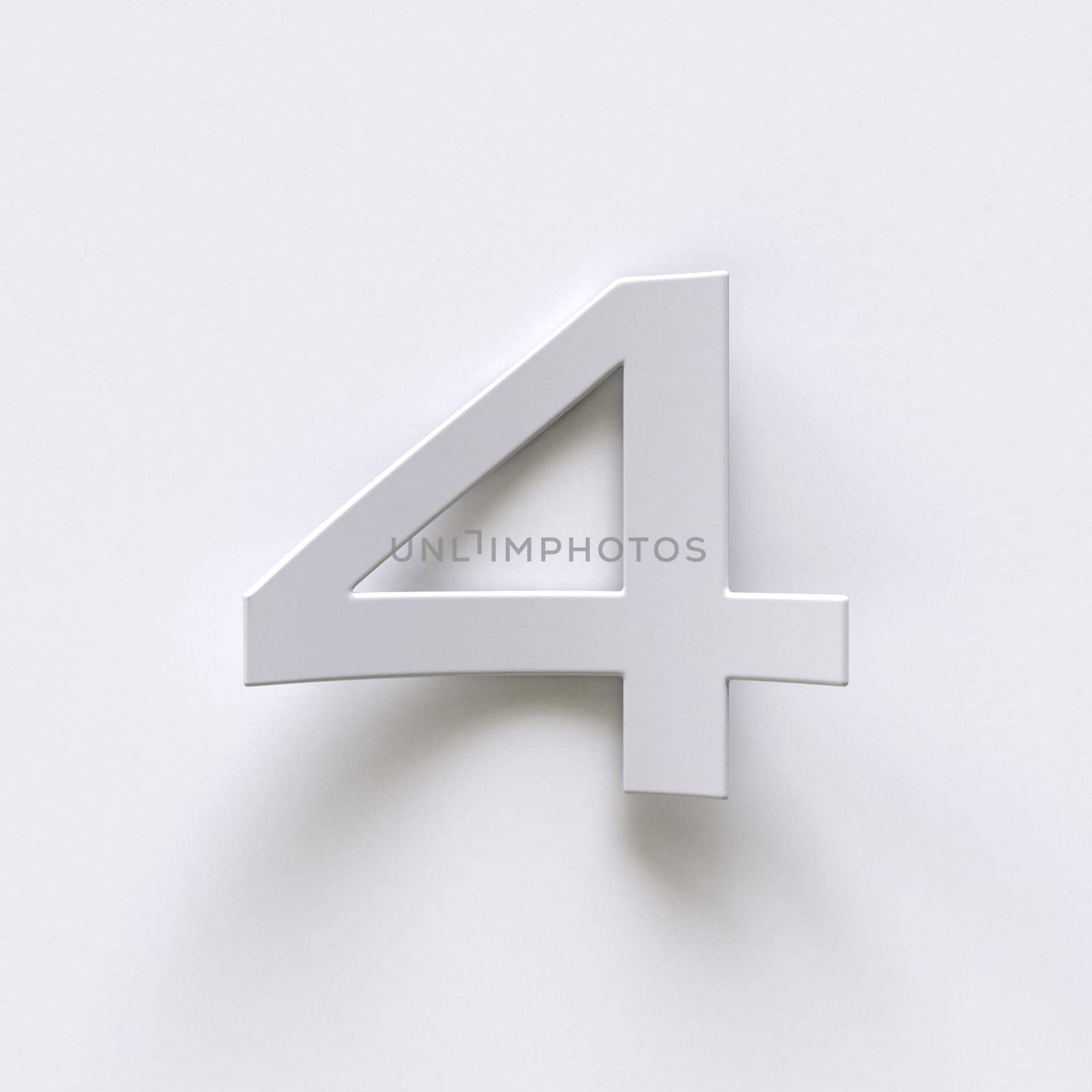 Bent paper font with long shadows  Number 4 FOUR 3D render illustration isolated on gray background