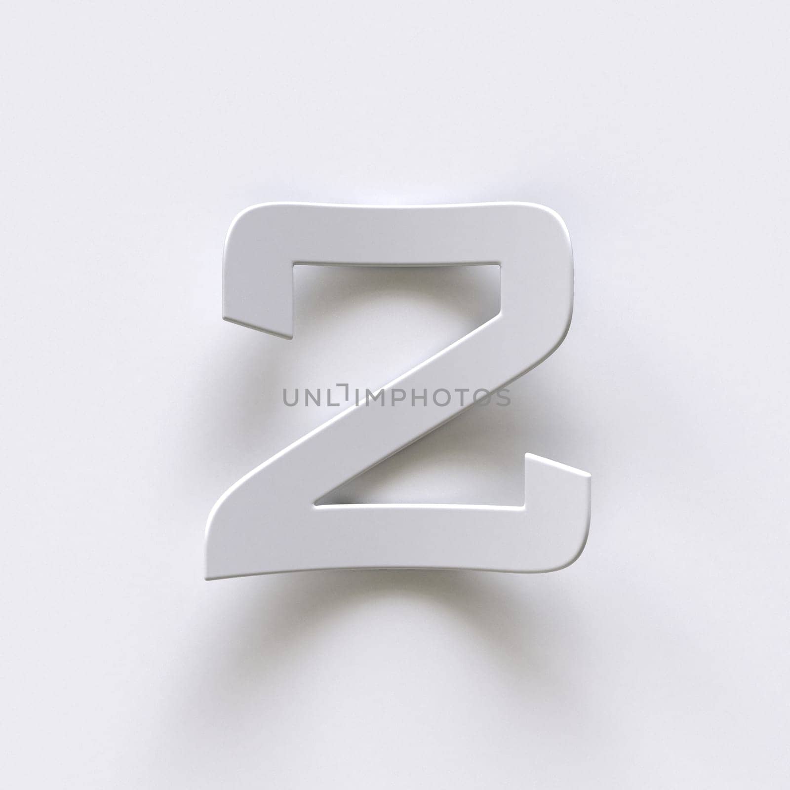 Bent paper font with long shadows  Number 2 TWO 3D render illustration isolated on gray background