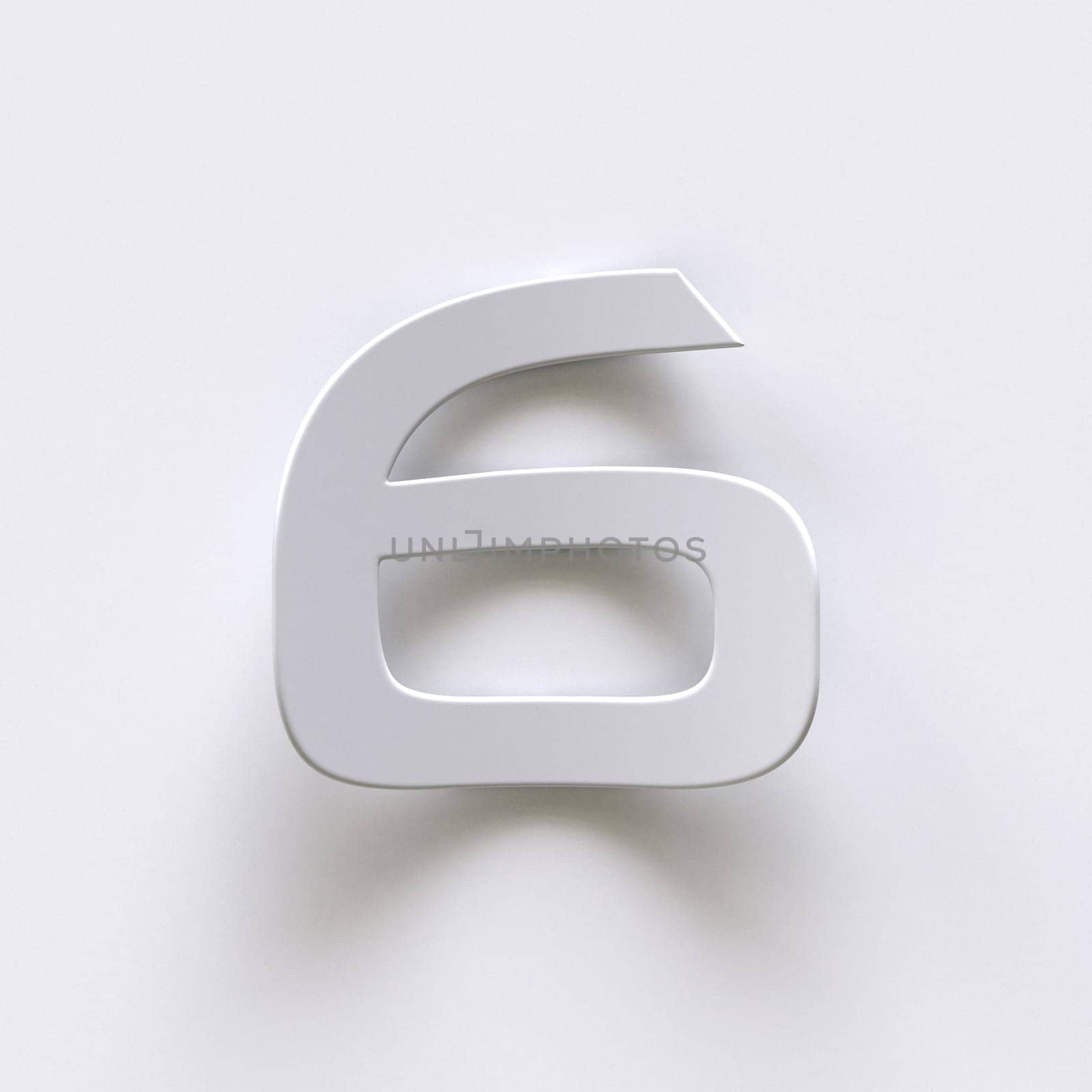 Bent paper font with long shadows  Number 6 SIX 3D render illustration isolated on gray background