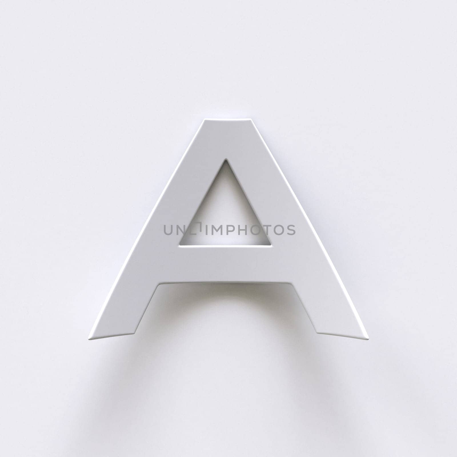 Bent paper font with long shadows  Letter A 3D render illustration isolated on gray background