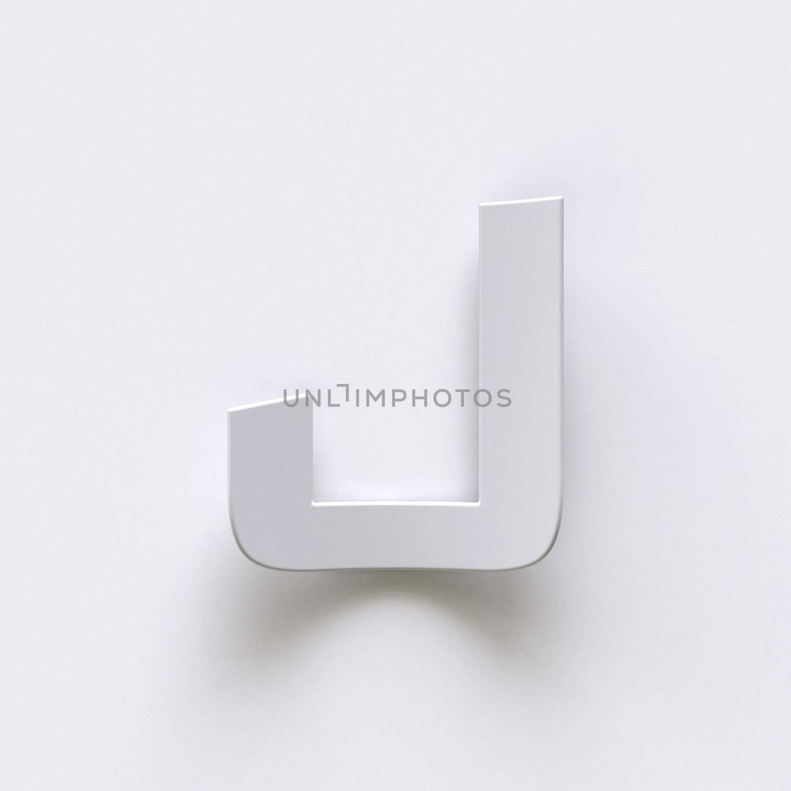 Bent paper font with long shadows  Letter J 3D render illustration isolated on gray background