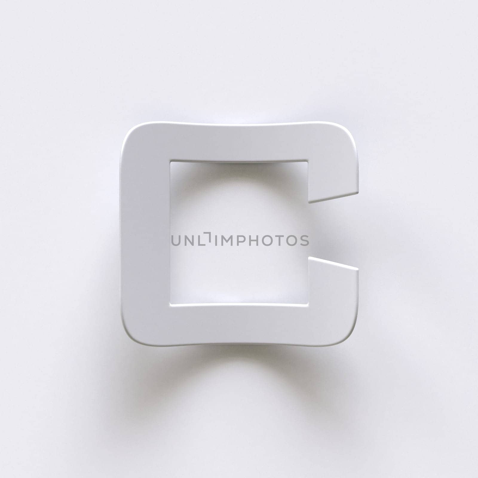 Bent paper font with long shadows  Letter C 3D render illustration isolated on gray background