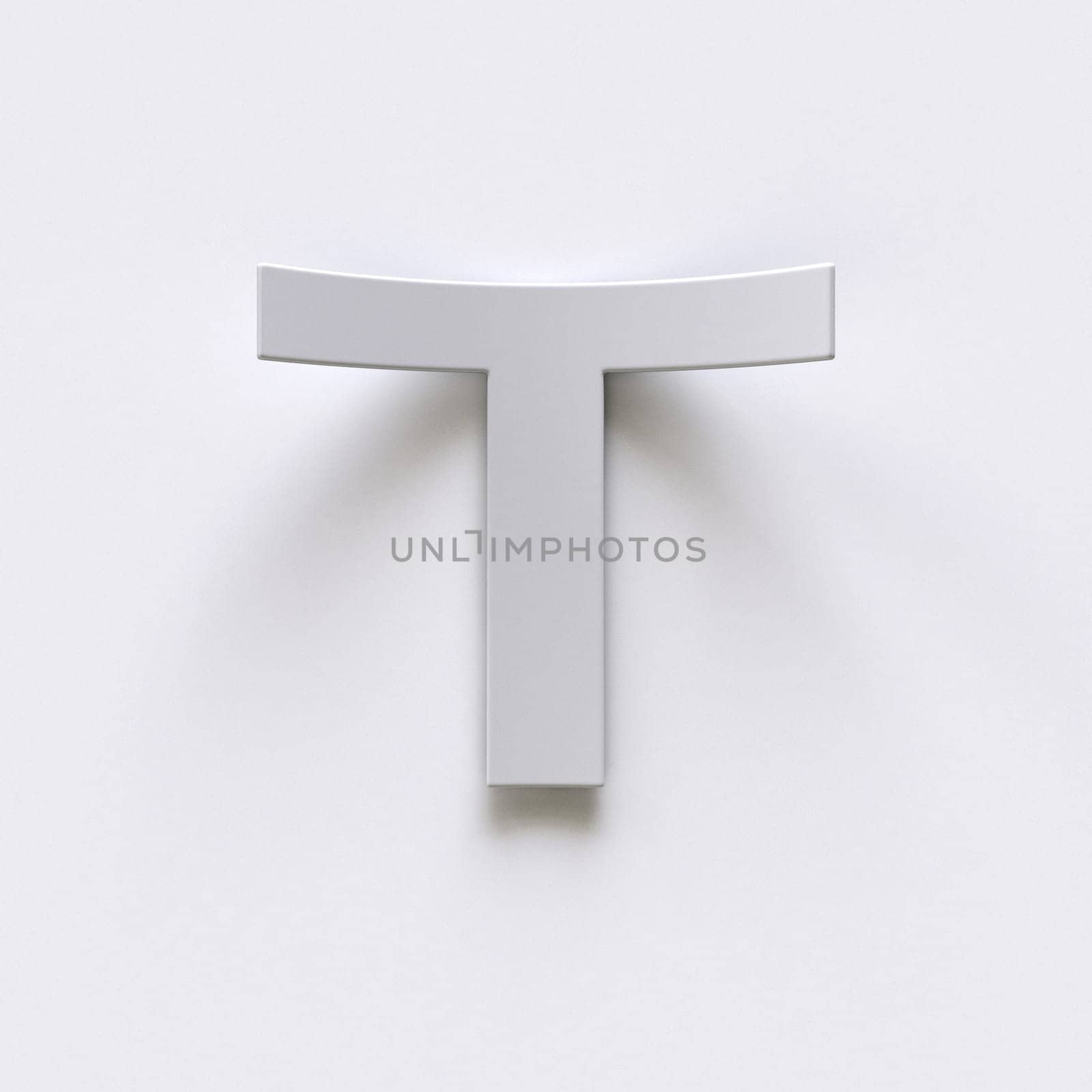 Bent paper font with long shadows  Letter T 3D render illustration isolated on gray background