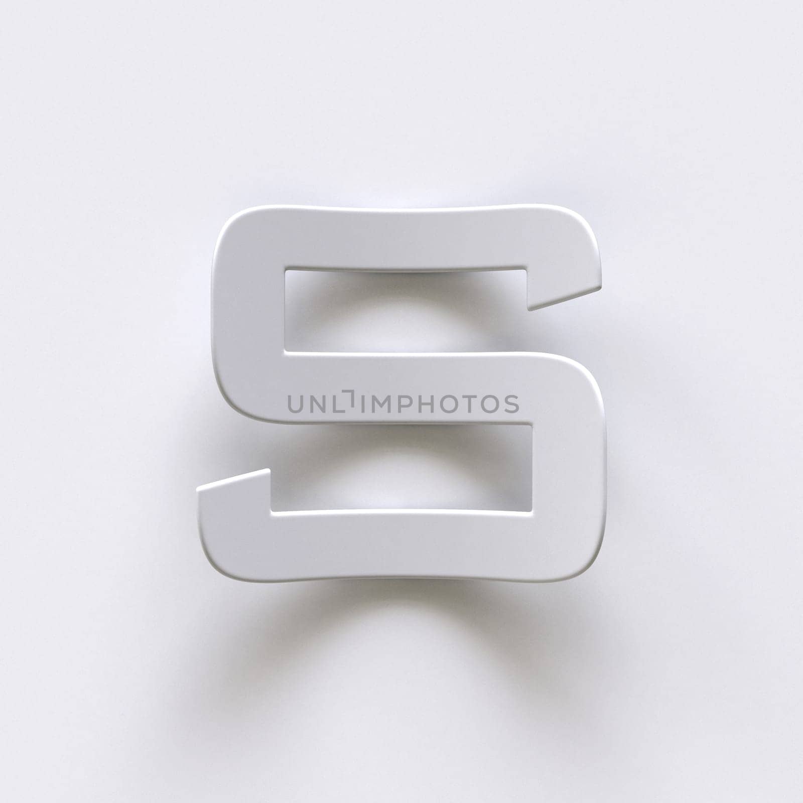Bent paper font with long shadows  Letter S 3D render illustration isolated on gray background