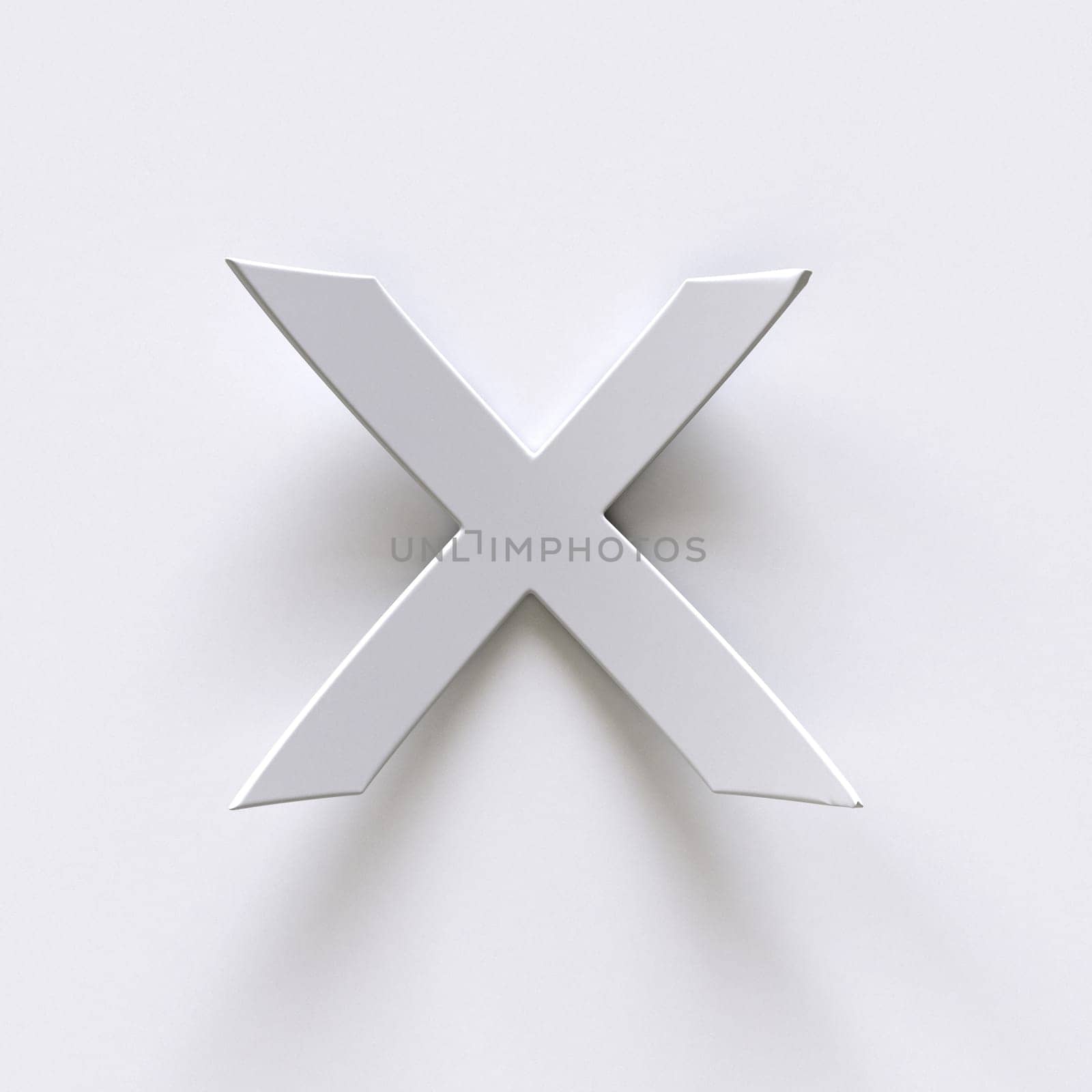 Bent paper font with long shadows  Letter X 3D render illustration isolated on gray background
