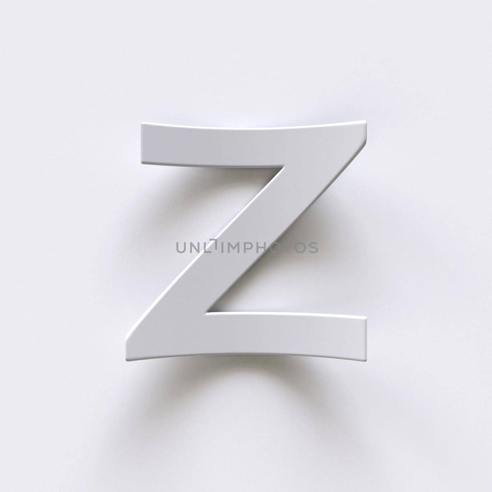 Bent paper font with long shadows  Letter Z 3D render illustration isolated on gray background