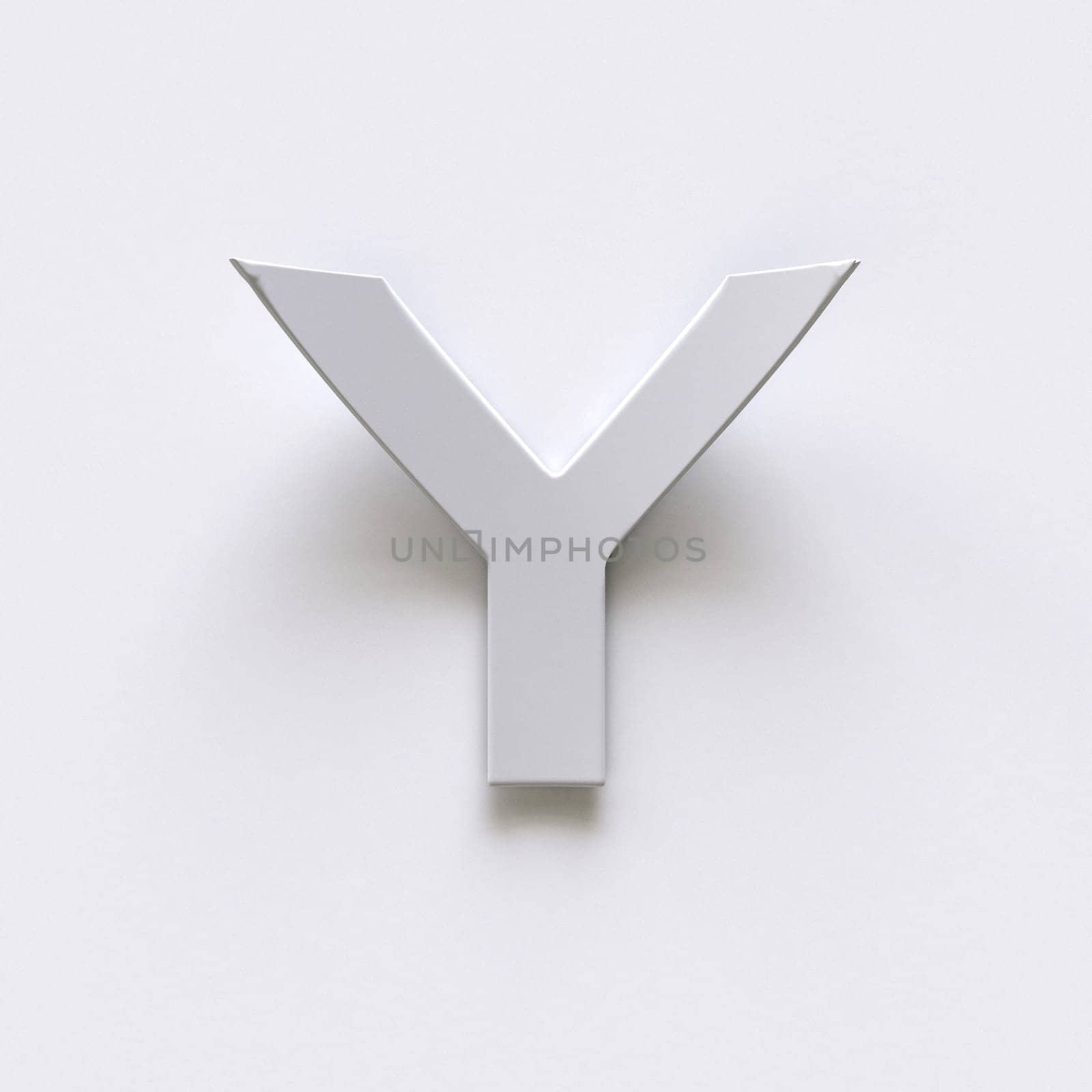 Bent paper font with long shadows  Letter Y 3D render illustration isolated on gray background