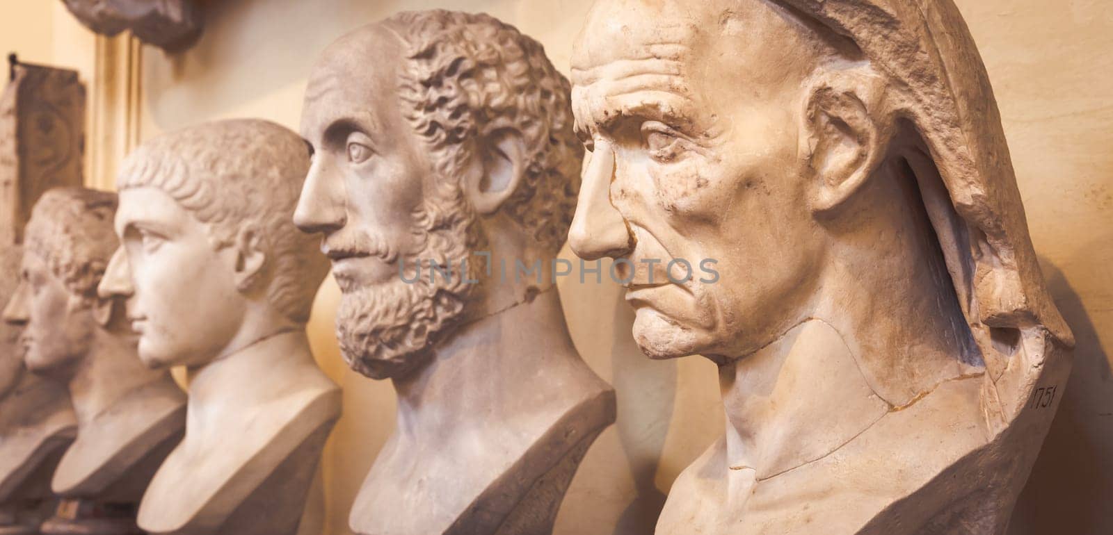 ROME, VATICAN STATE - CIRCA AUGUST 2020: classic statues perspective in Vatican Museum
