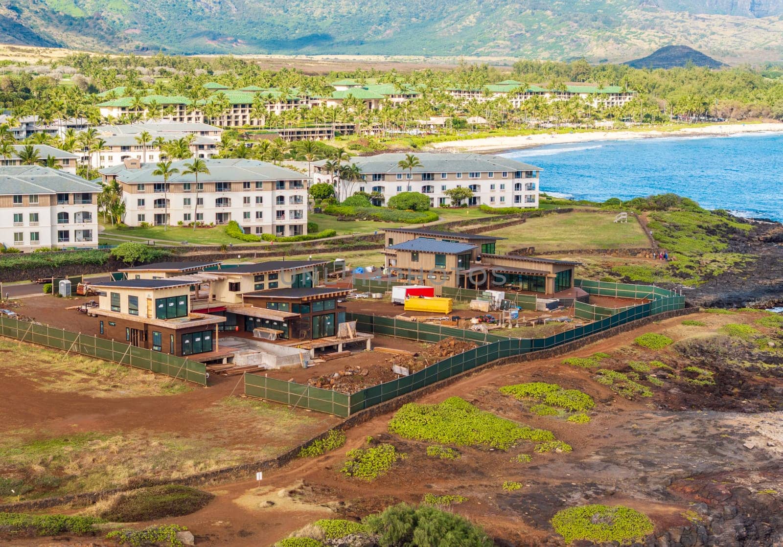 onstruction of new luxury homes on the cliff edge in Koloa and Poipu
