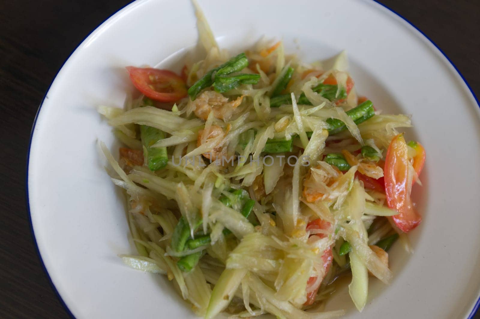 Papaya salad or "Somtum"" in Thai , Thai food"