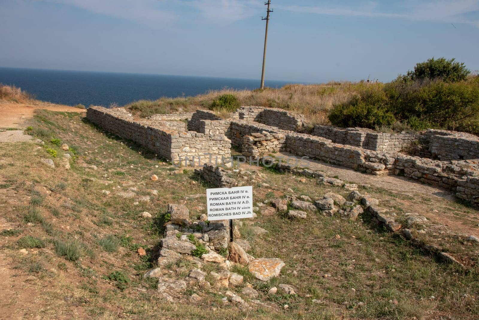 Cape Caliacra, Bulgaria - SEP 14, 2021. On the territory of Kaliakra were discovered archaeological remains of buildings, including a Roman bath from the IV century.
