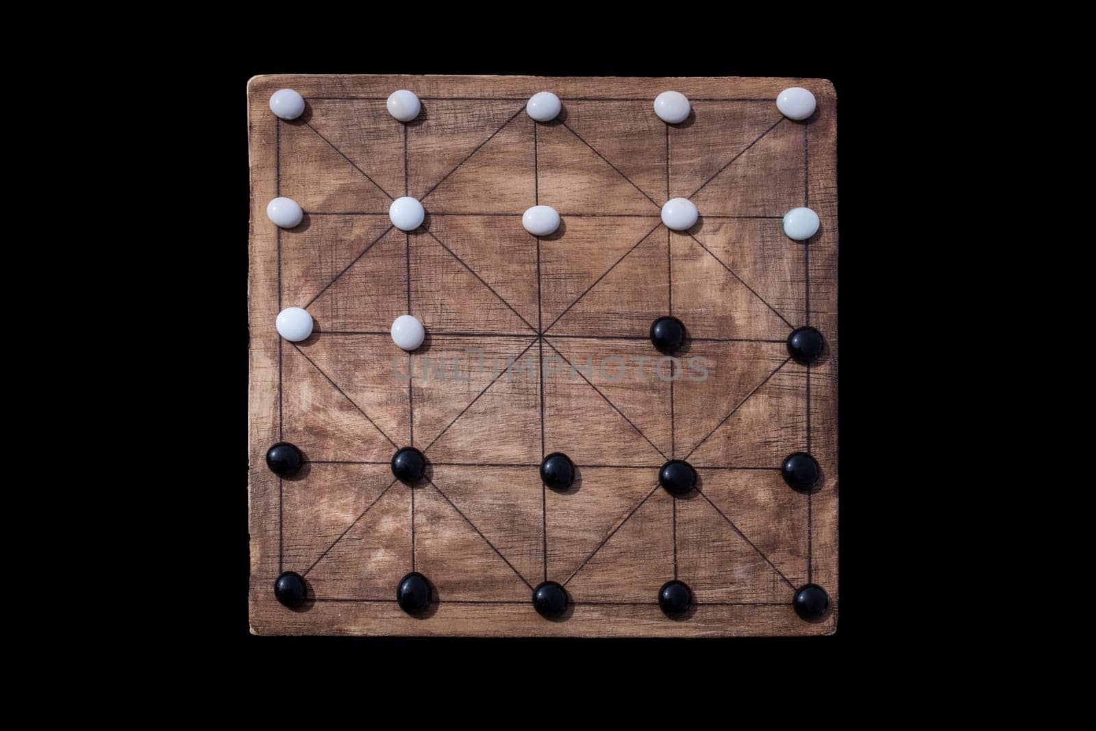 Alquerque, also known as Qirkat. Strategy board game originated in the Middle East
