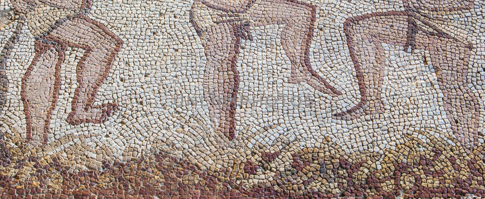 Merida, Spain - Dec 12th, 2020: Autumn mosaic. Amphitheatre House of Merida. Extremadura, Spain