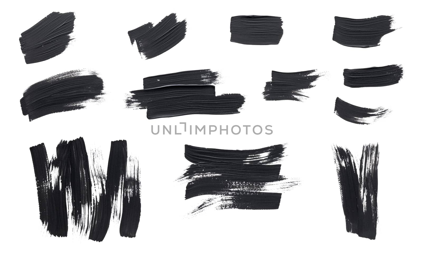 Black paint strokes isolated on white background