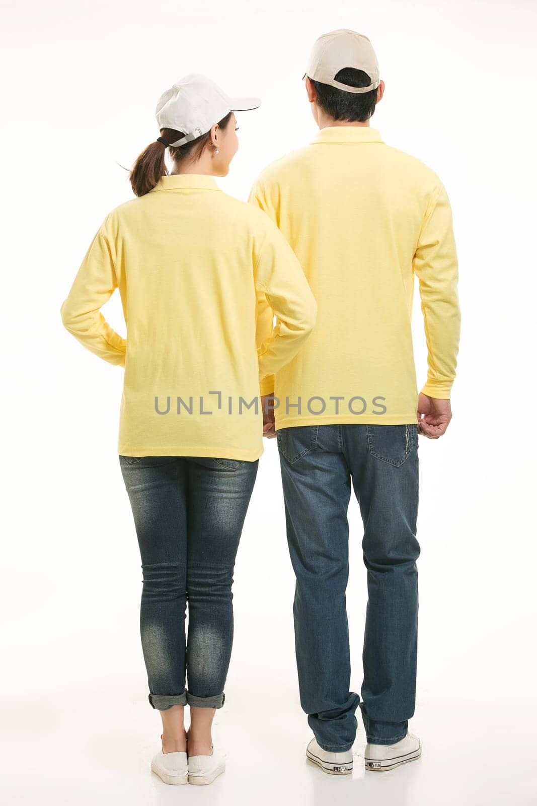 Wear clothing occupation Chinese waiters in white background