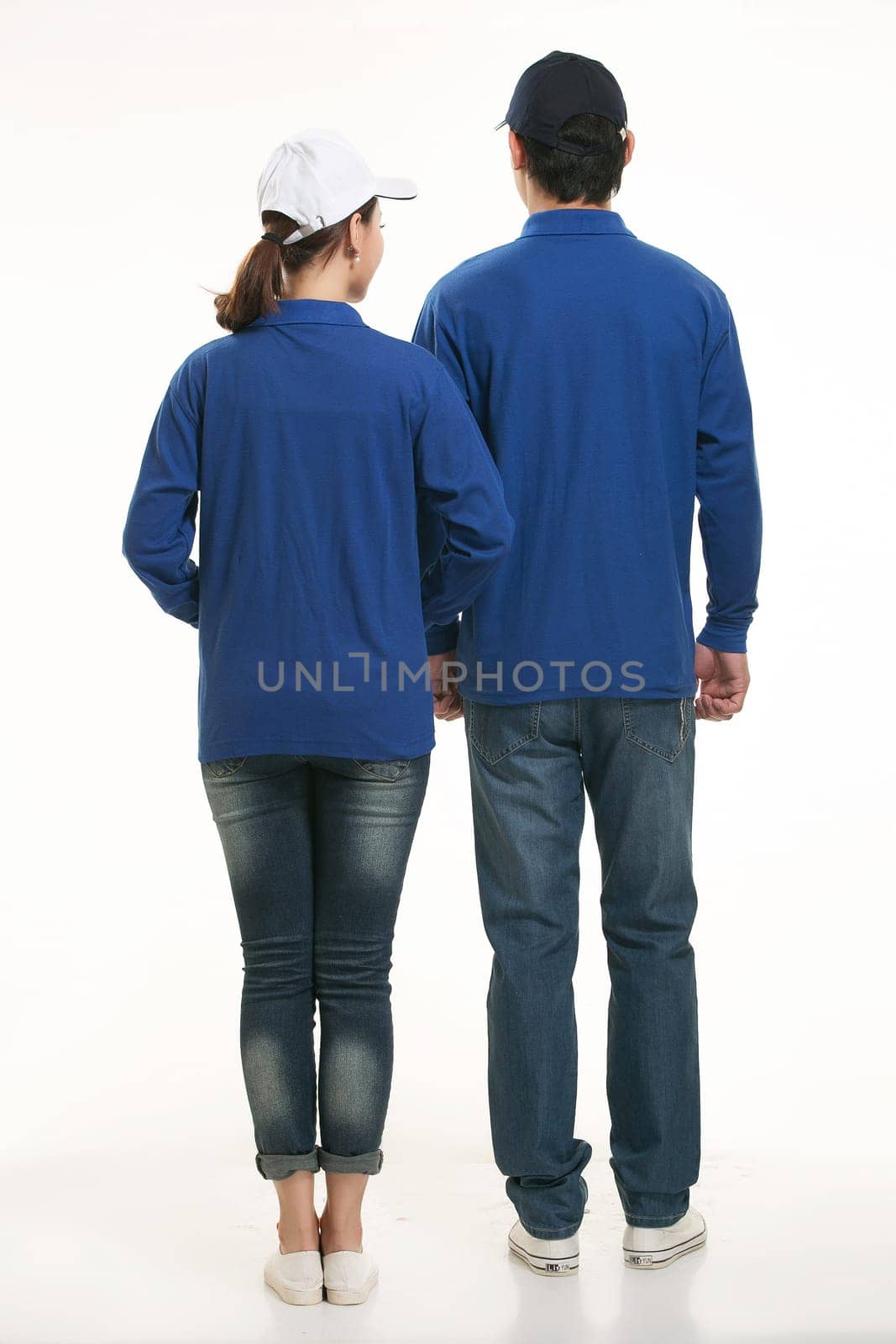 Wear clothing occupation Chinese waiters in white background
