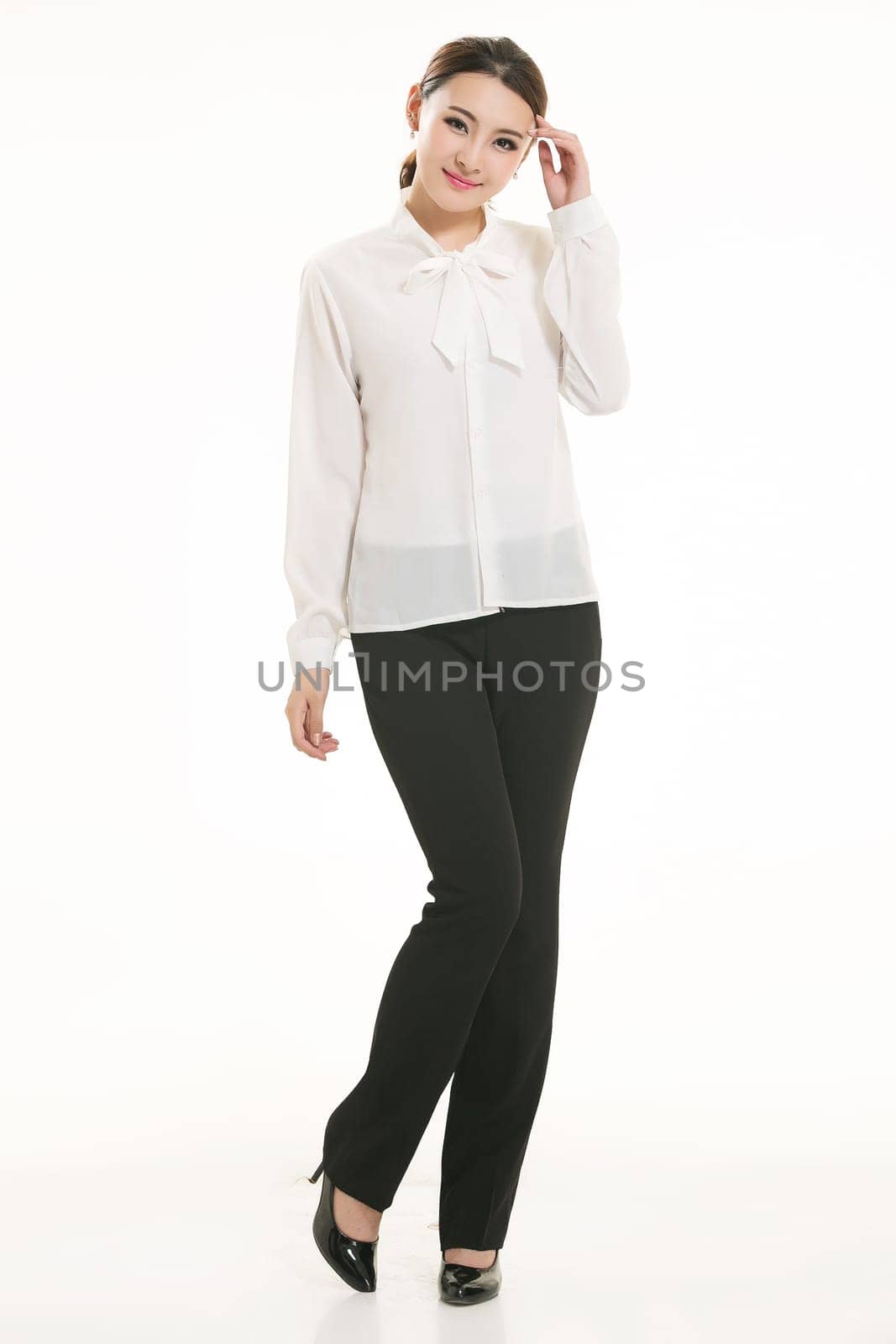 Wear clothing occupation Chinese waiters in white background