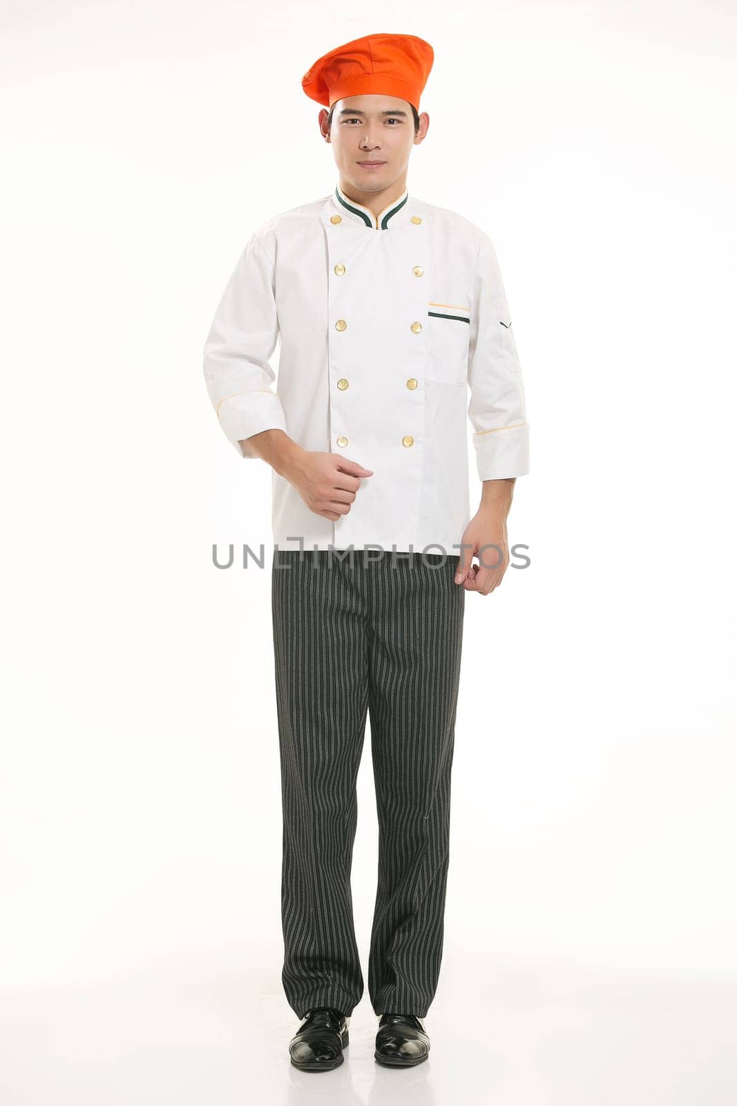 Wearing all kinds of clothing chef dietitian in front of white background