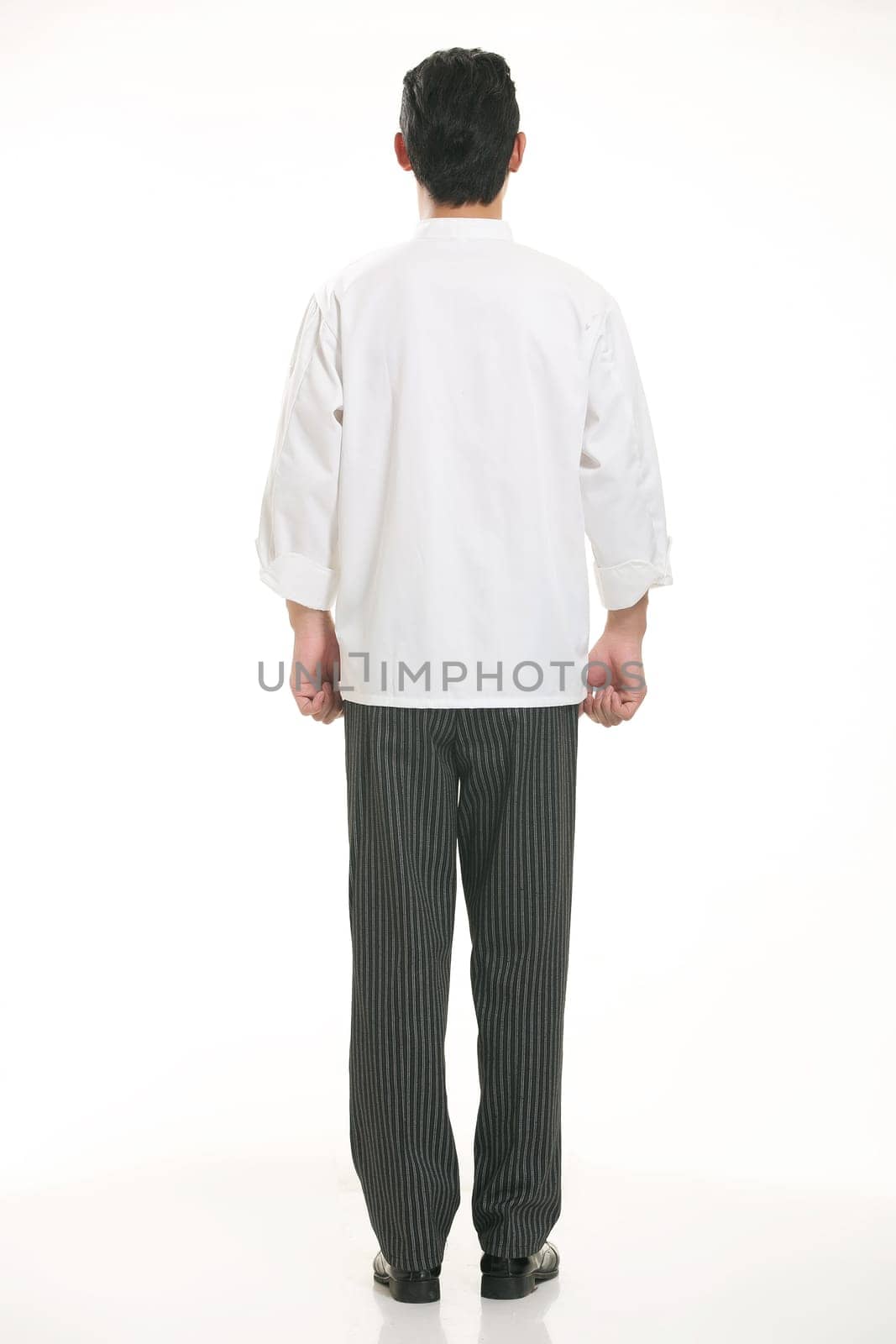 Wear clothing occupation Chinese waiters in white background