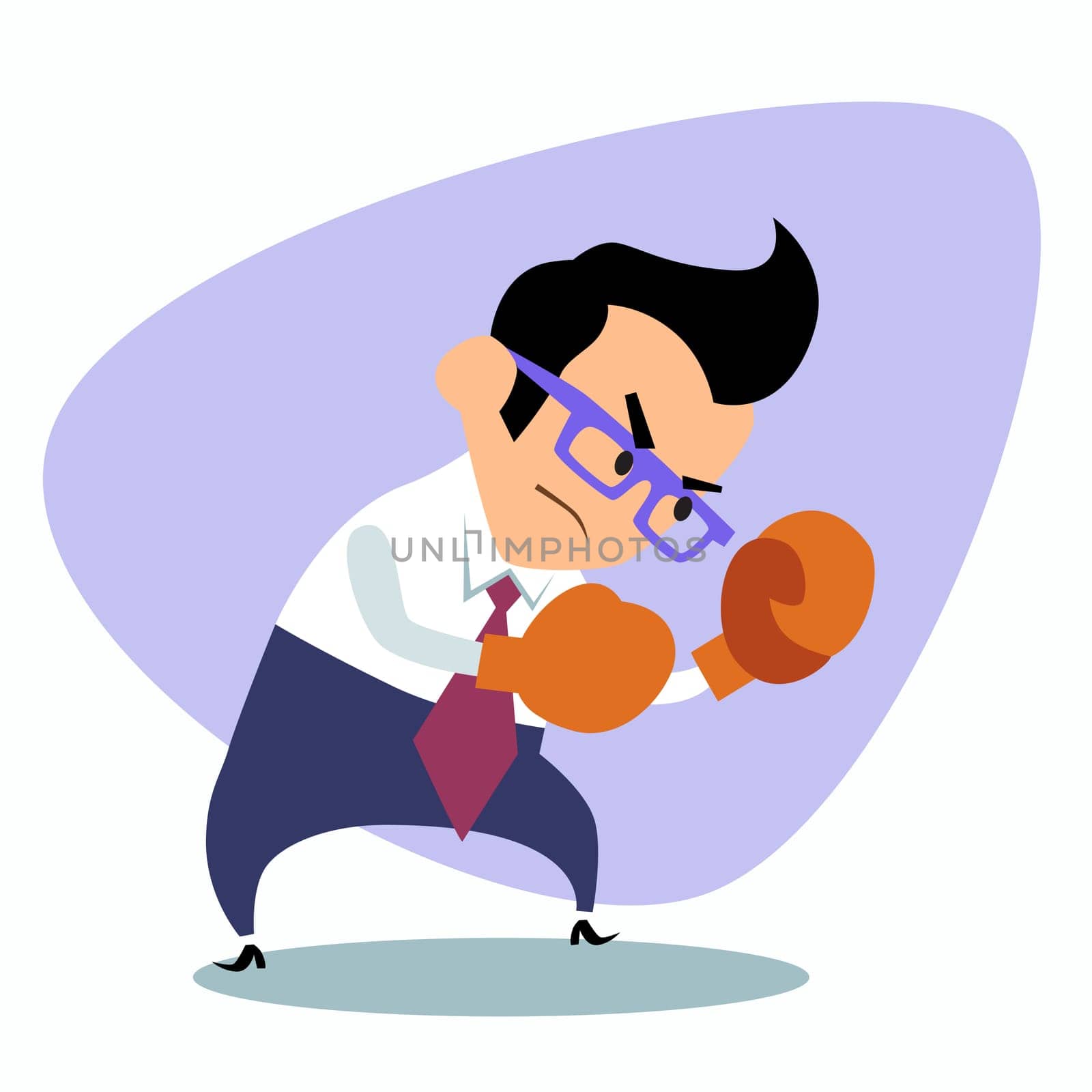 Businessman Boxing. The image of business as a sport. Businessman in sports situations